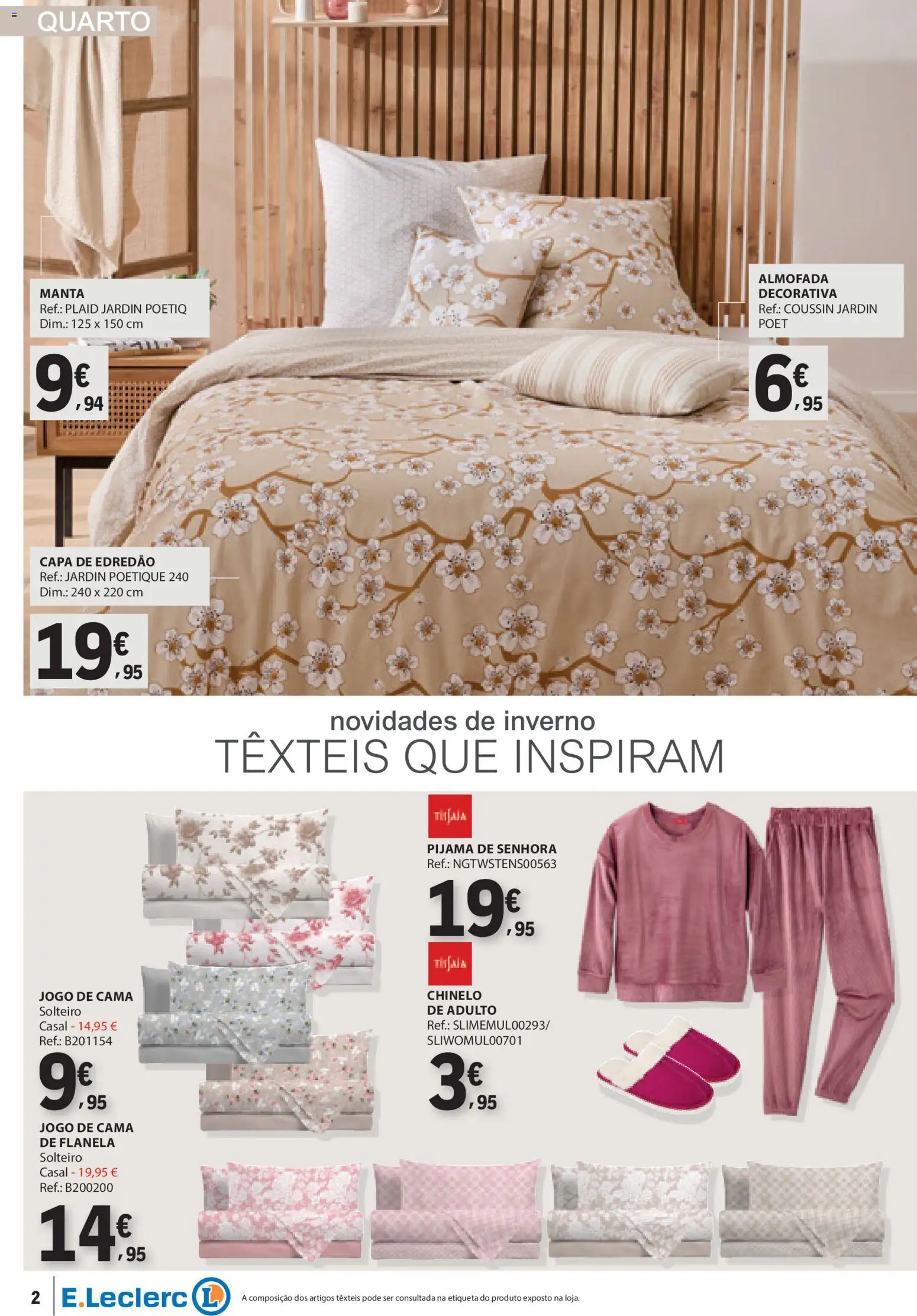 E.Leclerc Têxtil Lar e Limpeza │ válido de 30.12.2025 | Página: 2 | Produtos: Jogo de cama, Cama, Almofada