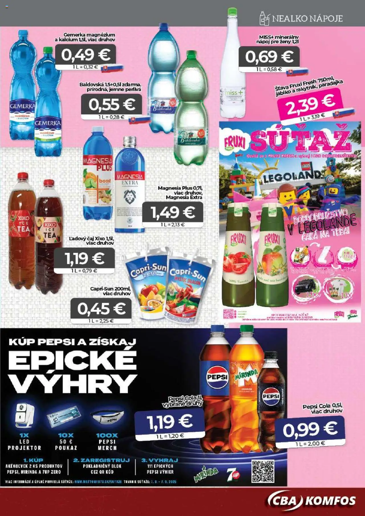 CBA Komfos Leták │ platný od 22.08.2025 | Strana: 11 | Produkty: Čaj, Pepsi, Cola, Gemerka