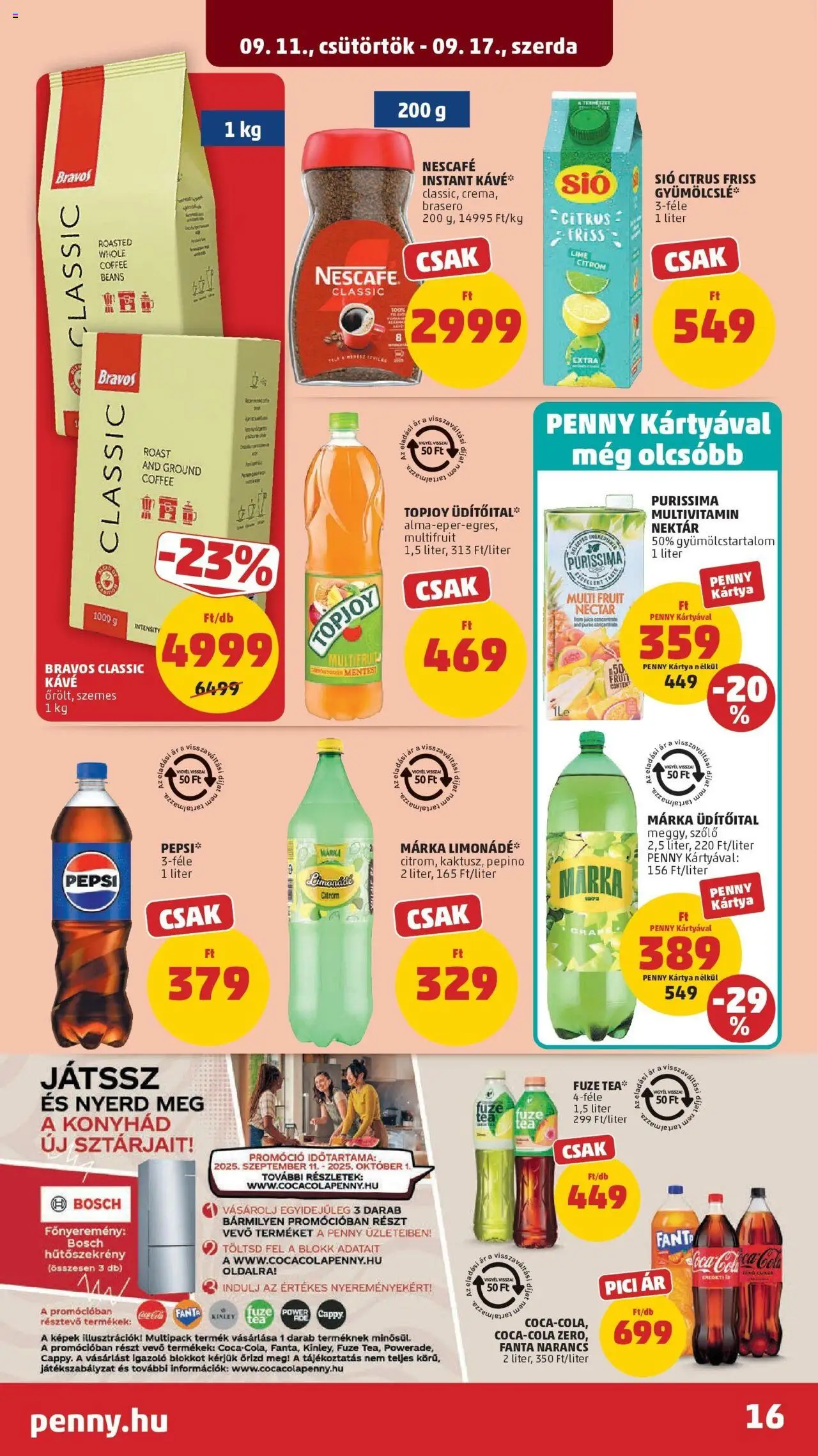 PENNY akciós ujság - amely érvényes a következő dátumtól: 11.09.2025 | Oldal: 16 | Termékek: Lime, Hűtőszekrény, Kávé, Multivitamin