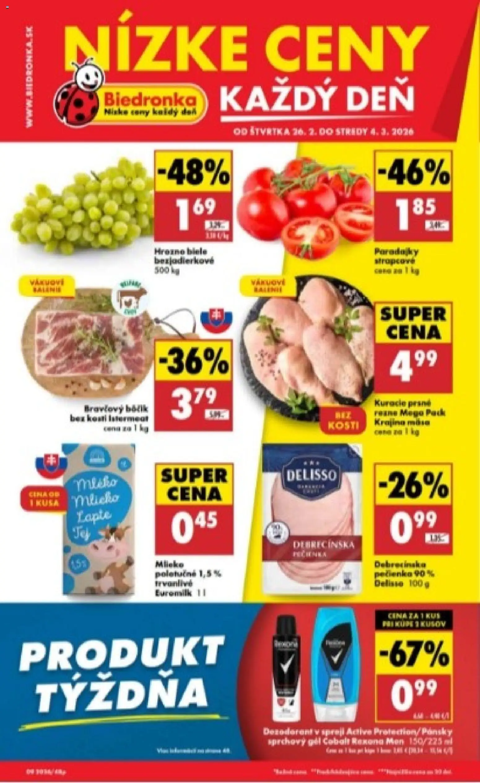 Nové Biedronka akcie – leták je platný od 26.02.2026 | Strana: 1 | Produkty: Sprchový gél, Hrozno