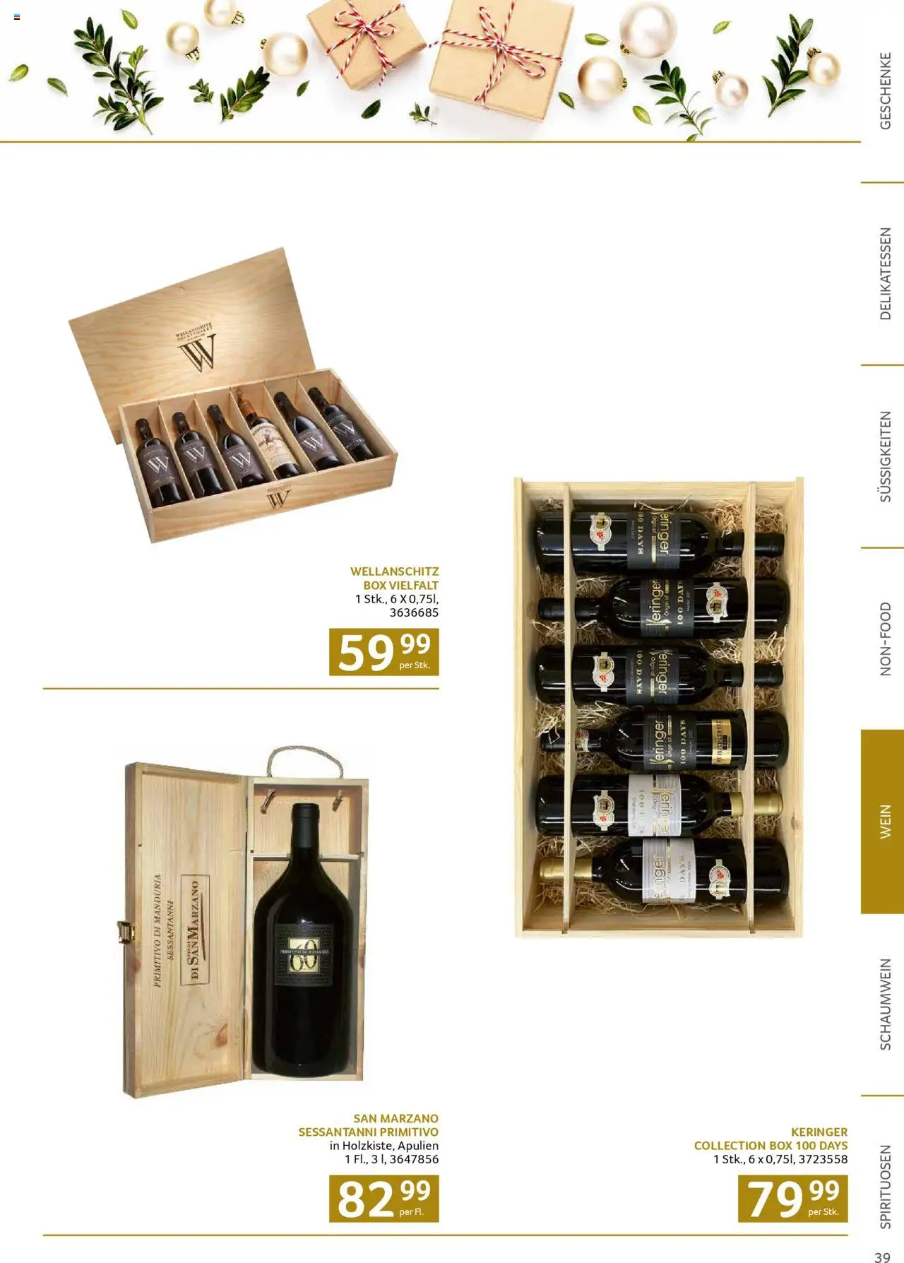 Transgourmet Weihnachtskatalog 2025 gültig ab 13.10.2025 | Seite: 39 | Produkte: Süßigkeiten, Box, Wein