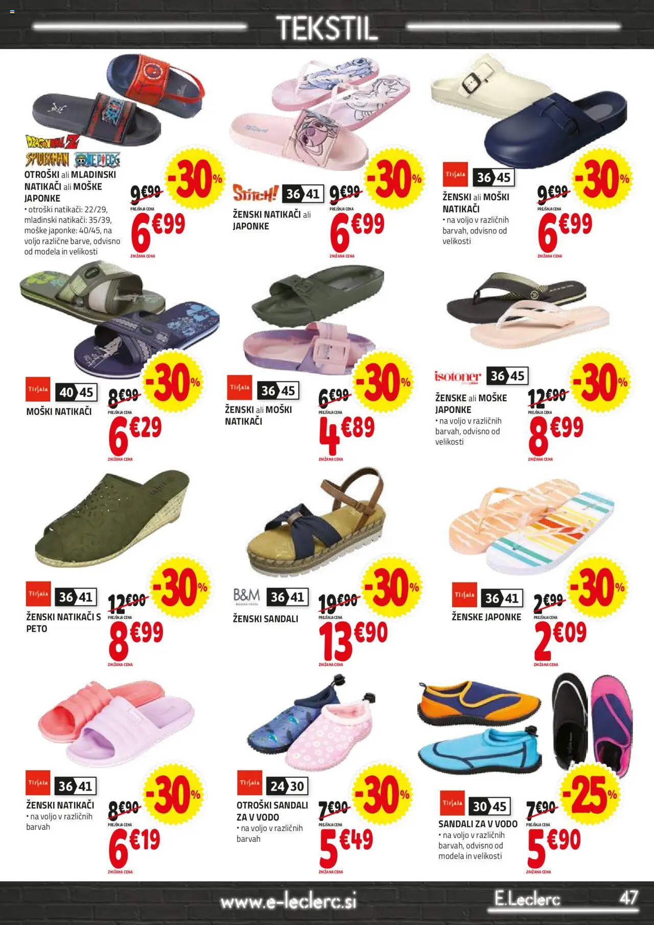 E.leclerc katalog │ velja od 02.07.2025 | Stran: 47 | Izdelki: Sandali, Natikaci, Japonke