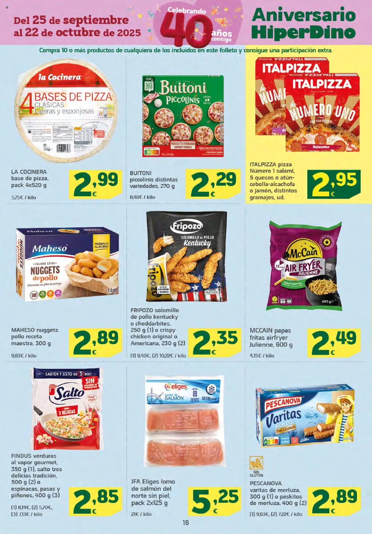 HiperDino folleto │ válido desde el 25.09.2025 | Página: 18 | Productos: Pan, Pizza, Papas fritas, Horno