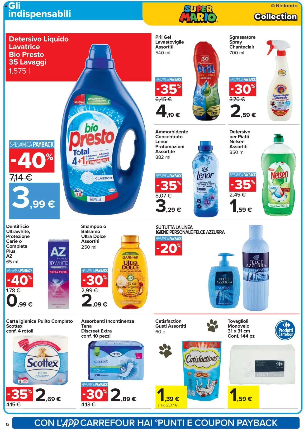 Volantino Carrefour del 18.09.2025 | Pagina: 12 | Prodotti: Carta igienica, Dentifricio, Smacchiatore, Lavatrice
