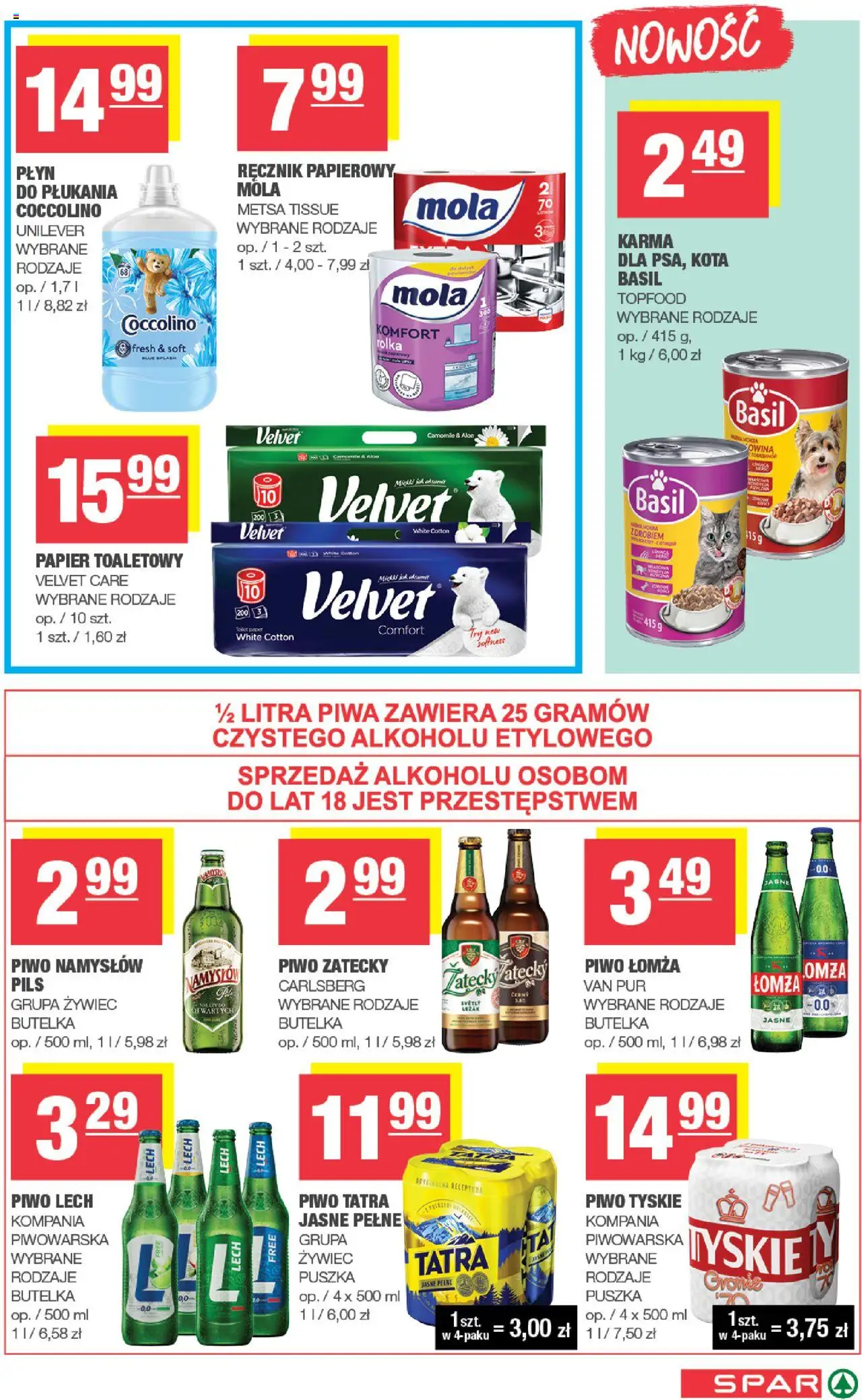 Spar Gazetka od 08.10.2025 | Strona: 7 | Produkty: Papier toaletowy, Coccolino, Leżak, Tyskie
