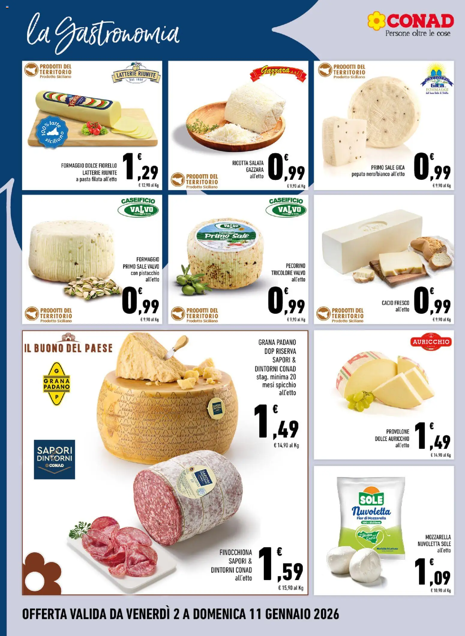 Volantino Conad del 02.01.2026 | Pagina: 4 | Prodotti: Sale, Formaggio, Pasta, Grana Padano