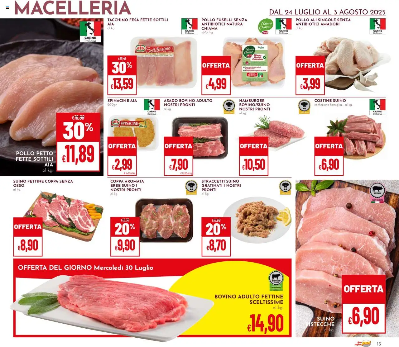 Volantino Pan del 24.07.2025 | Pagina: 13 | Prodotti: Bovino, Pollo, Suino, Tacchino