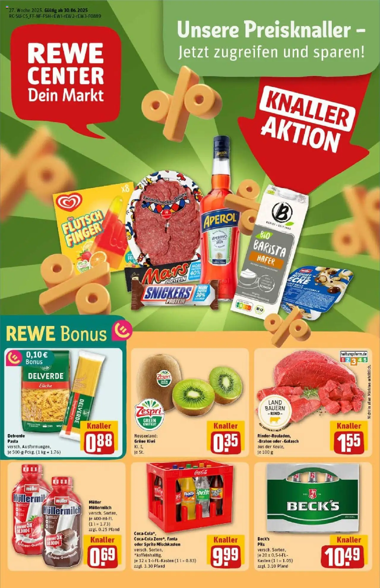 Rewe prospekt Dachau	 - gültig ab dem 29.06.2025 | Seite: 1 | Produkte: Fanta, Snickers, Pasta, Müllermilch