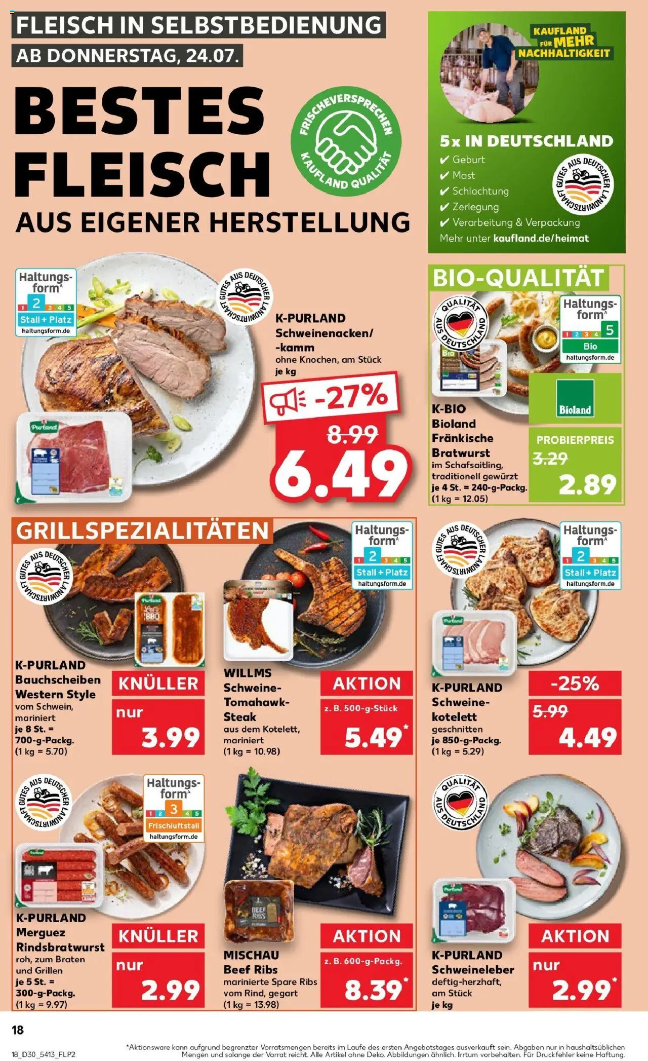 Kaufland prospekt Lippstadt	 - gültig ab dem 27.07.2025 | Seite: 33 | Produkte: Bratwurst, Spare ribs, Steak, Fleisch