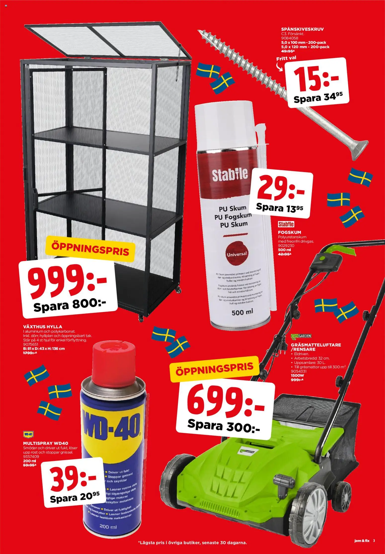 Jem & Fix reklamblad aktuell från 17.03.2026 | Sida: 3 | Produkter: Växthus, Hylla, Ved