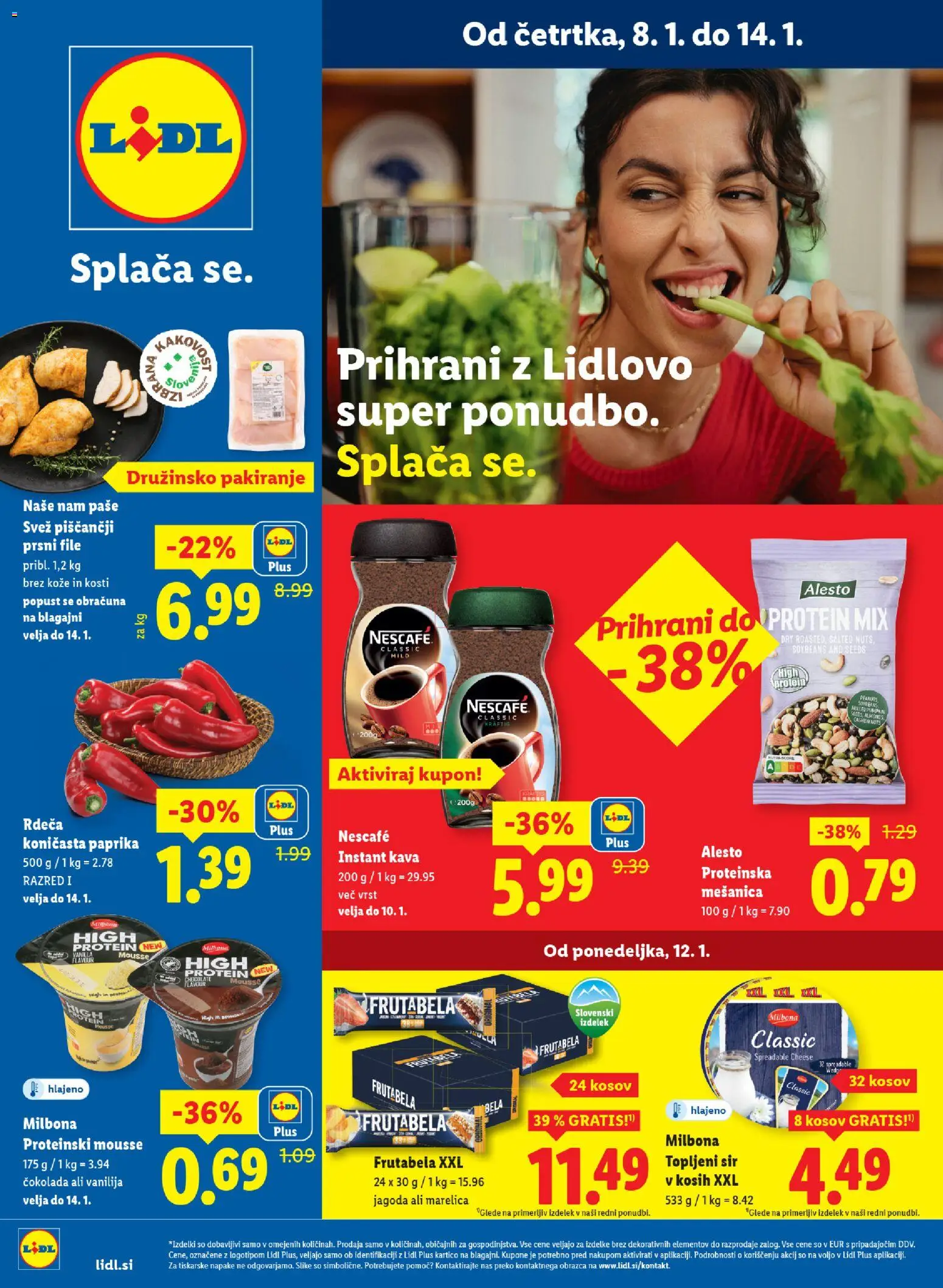 Novi Lidl katalog ponudbe – veljaven od 08.01.2026 | Stran: 1 | Izdelki: Paprika, Topljeni sir, Instant kava, Cokolada