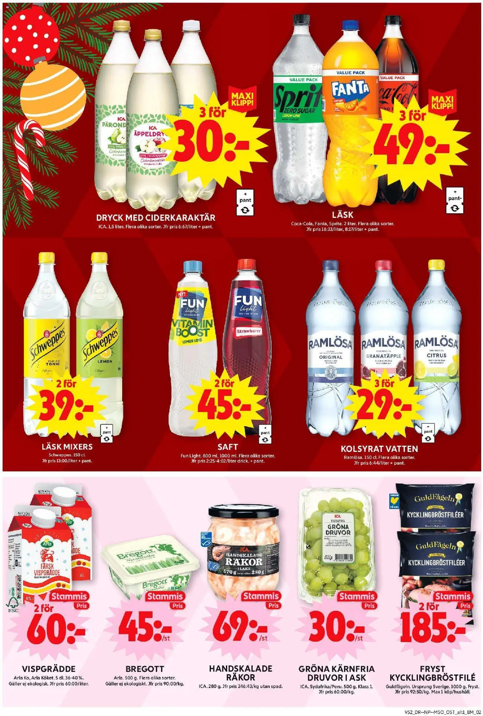 ICA Maxi reklamblad aktuell från 22.12.2025 | Sida: 6 | Produkter: Bregott, Räkor, Fanta, Vispgrädde