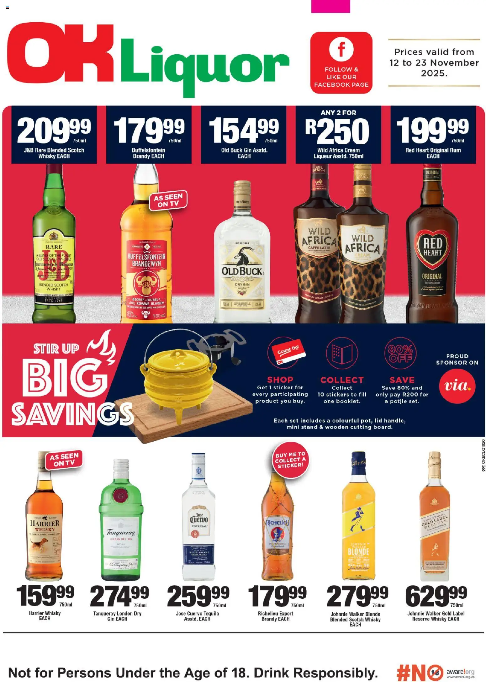 New OK Foods catalogue – valid from 12.11.2025 | Page: 1 | Products: Brandy, Rum, Gin, Cream