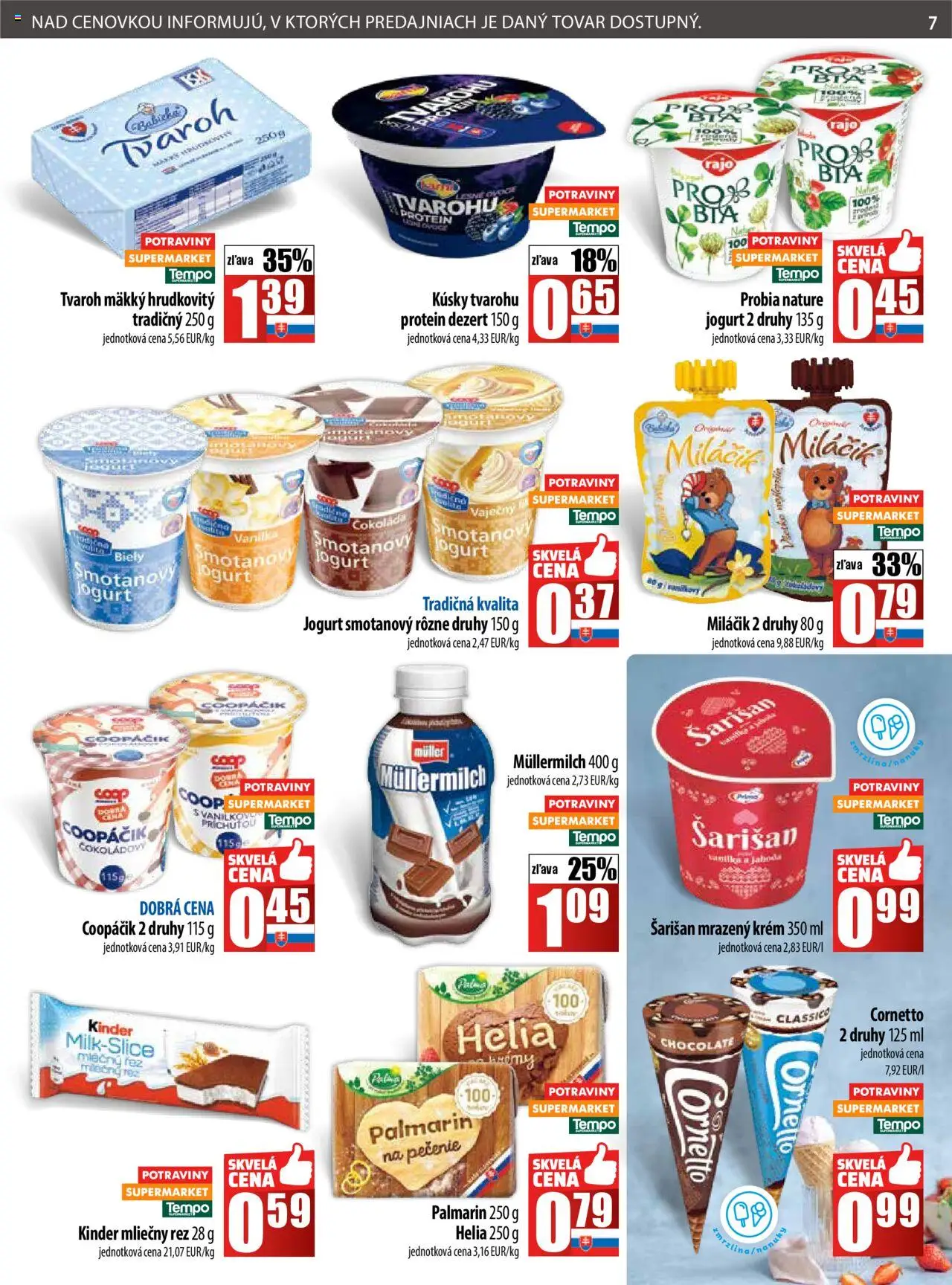 Nové COOP Jednota akcie – leták je platný od 18.09.2025 | Strana: 7 | Produkty: Protein, Kinder, Palmarin, Tvaroh