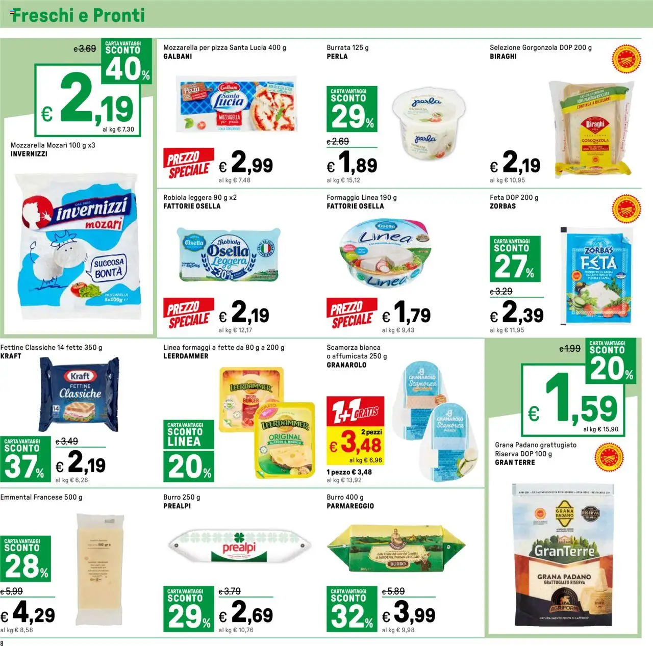 Volantino Iper del 13.06.2025 | Pagina: 8 | Prodotti: Grana Padano, Feta, Robiola, Emmental