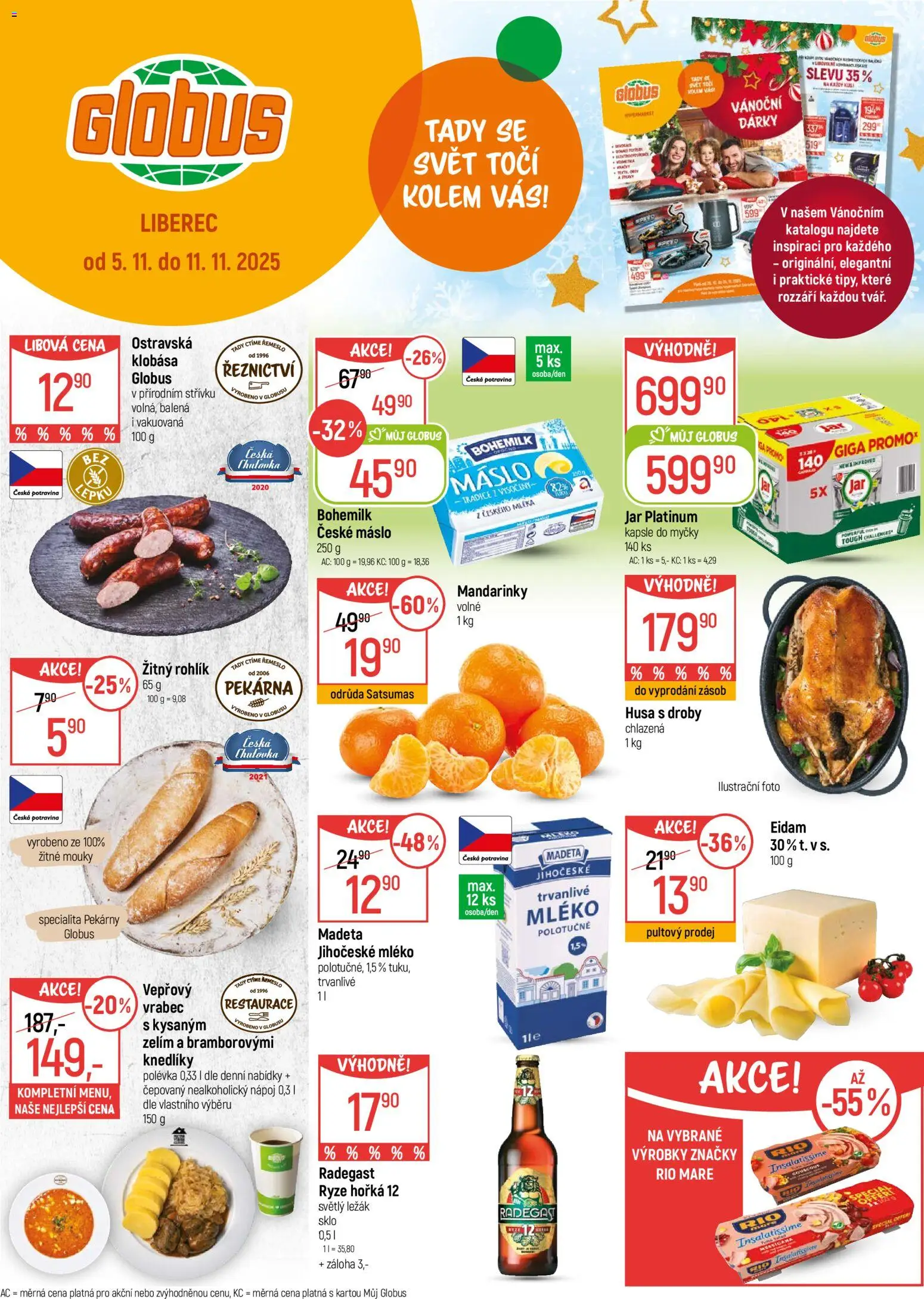 Globus leták - Liberec od 05.11.2025 | Strana: 1 | Produkty: Eidam, Pekárna, Jar, Husa