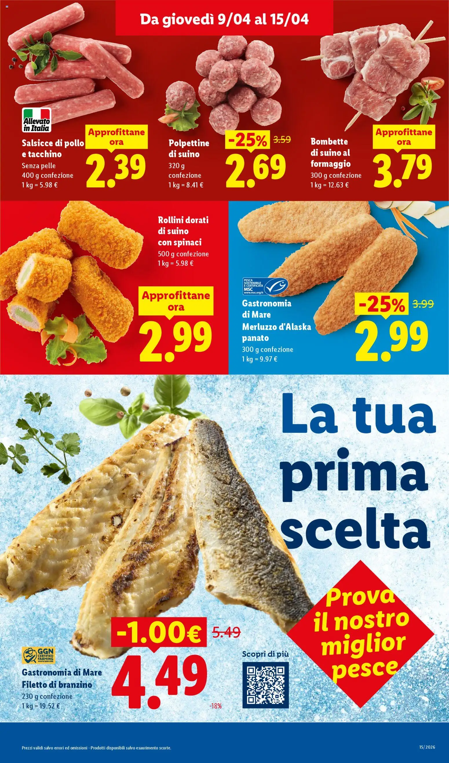 Volantino Lidl del 09.04.2026 | Pagina: 7 | Prodotti: Tacchino, Formaggio, Pesca, Spinaci