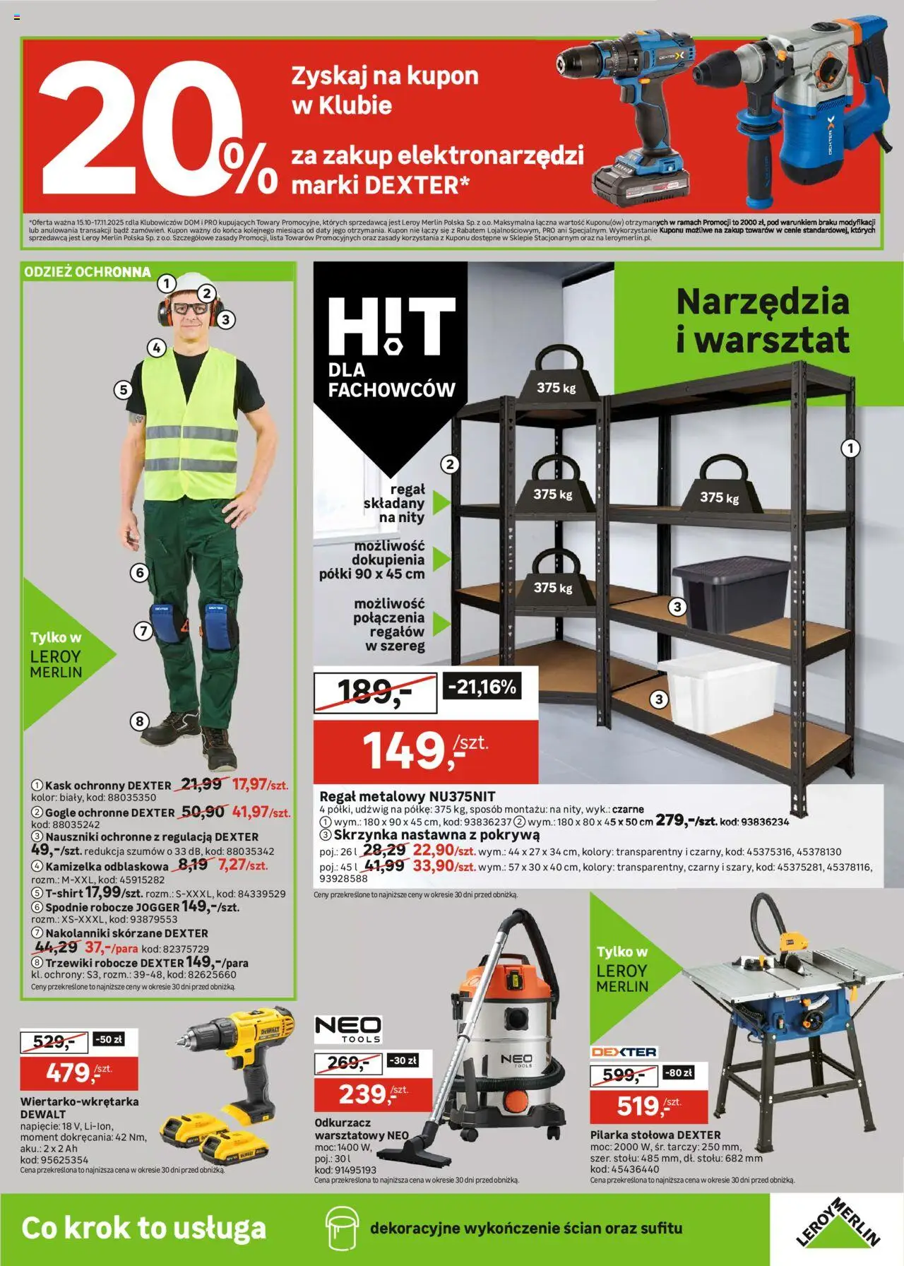 Leroy Merlin Gazetka od 15.10.2025 | Strona: 23 | Produkty: Kamizelka, Regał metalowy, Odkurzacz, Regał