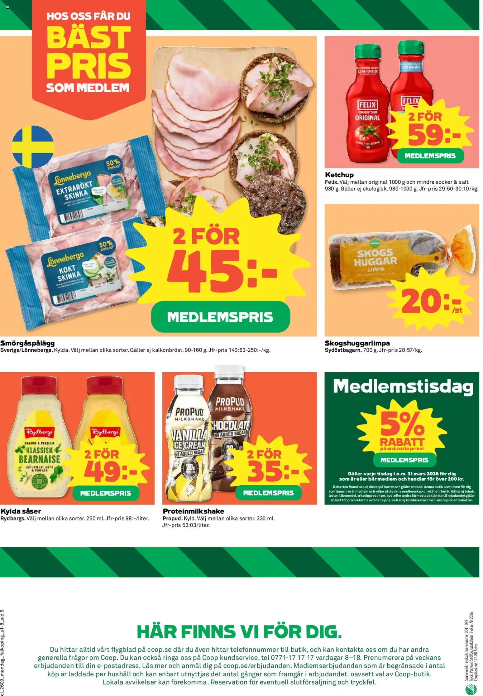 Coop reklamblad aktuell från 23.02.2026 | Sida: 8 | Produkter: Salt, Galler, Skinka, Ketchup