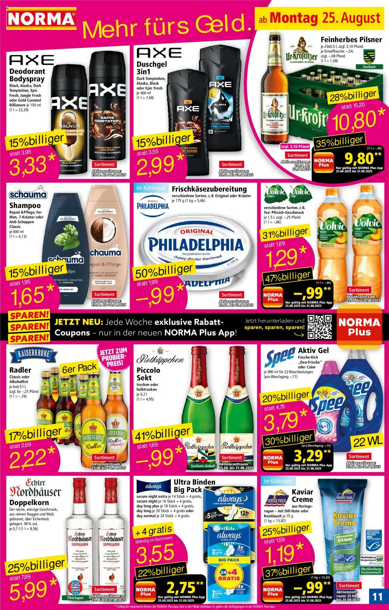 Norma Prospekt 	 - gültig ab dem 25.08.2025 | Seite: 11 | Produkte: Duschgel, Fisch, Radler, Knoblauch