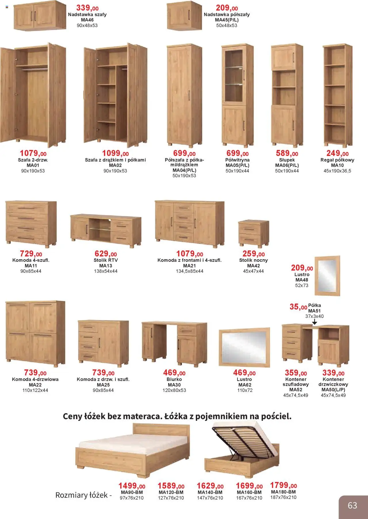 Bodzio Katalog od 01.10.2025 | Strona: 63 | Produkty: Szafa, Komoda, Stolik nocny, Biurko