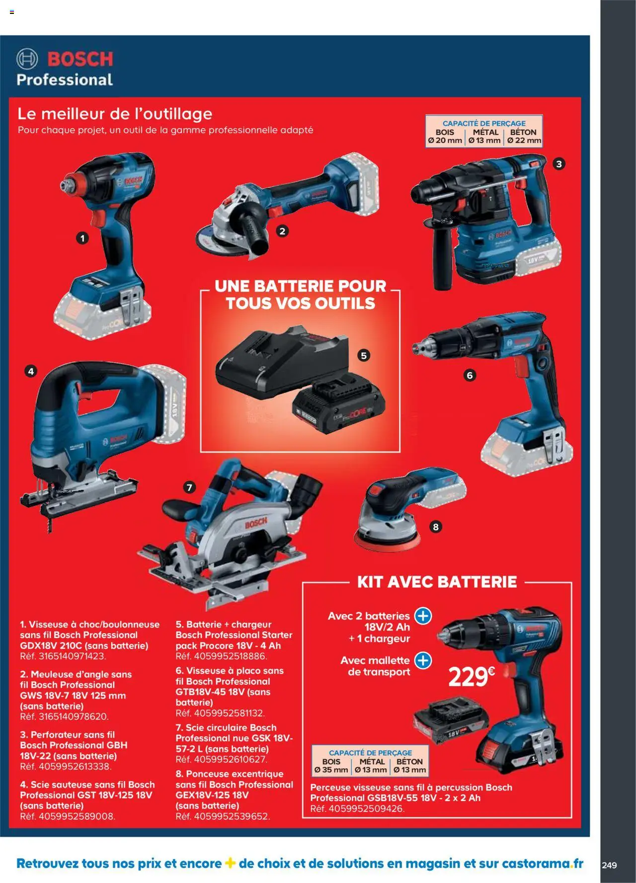 {H1} | Page: 249 | Produits: Perceuse, Meuleuse, Ponceuse, Scie circulaire