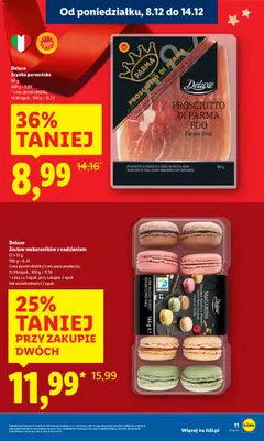 Pogląd oferty "Szynka parmeńska, 90 g" - ważna od 08.12.2025 | Strona: 11 | Produkty: Szynka, Prosciutto