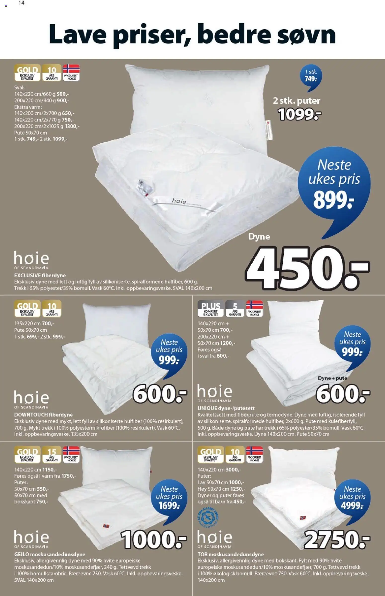 {H1} | Side: 14 | Produkter: Dyne, Vask, Суміш дитяча, Pute