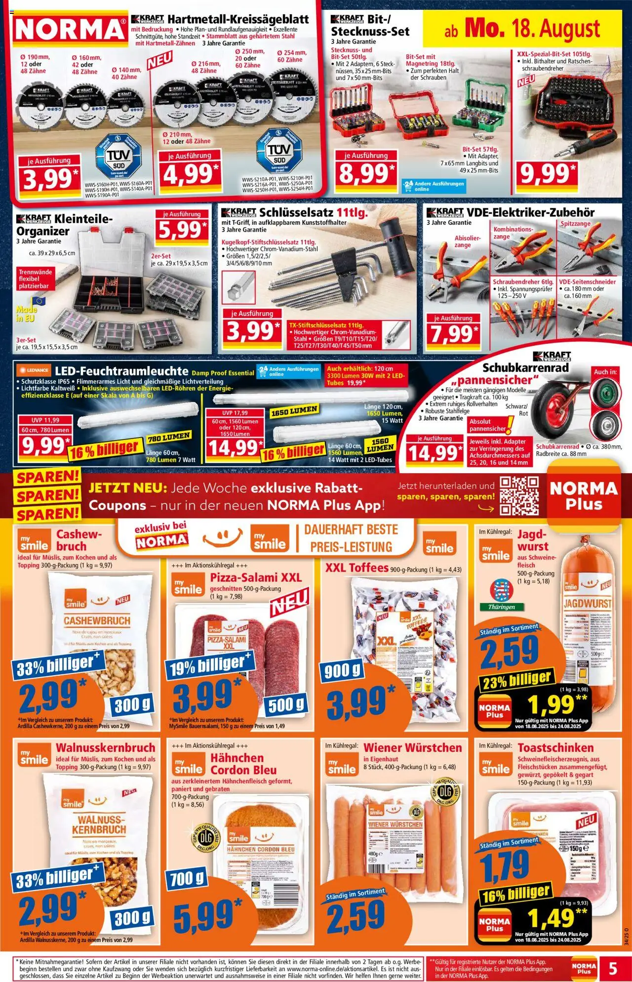 Norma Prospekt 	 - gültig ab dem 18.08.2025 | Seite: 5 | Produkte: Adapter, Hahnchen, Wiener wurstchen, Wurst