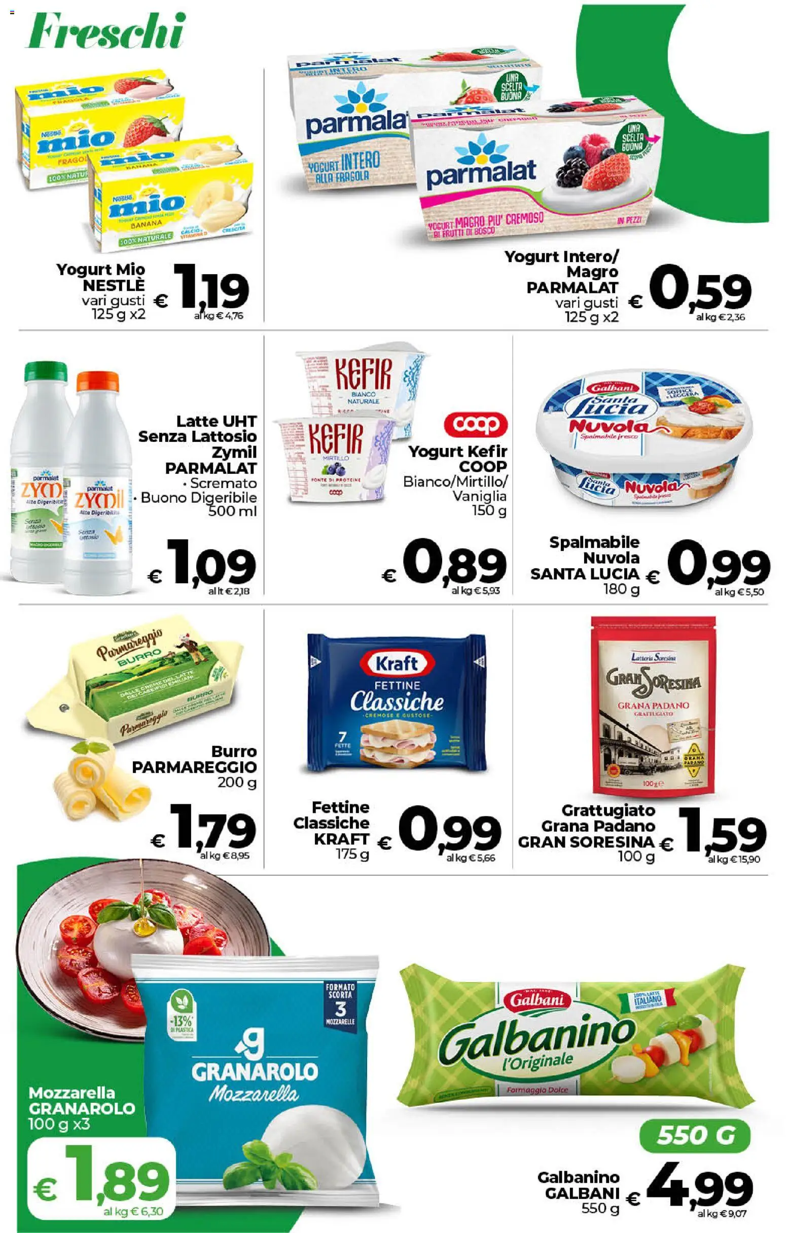 Volantino COOP del 17.04.2026 | Pagina: 5 | Prodotti: Yogurt, Mozzarella, Latte, Grana Padano