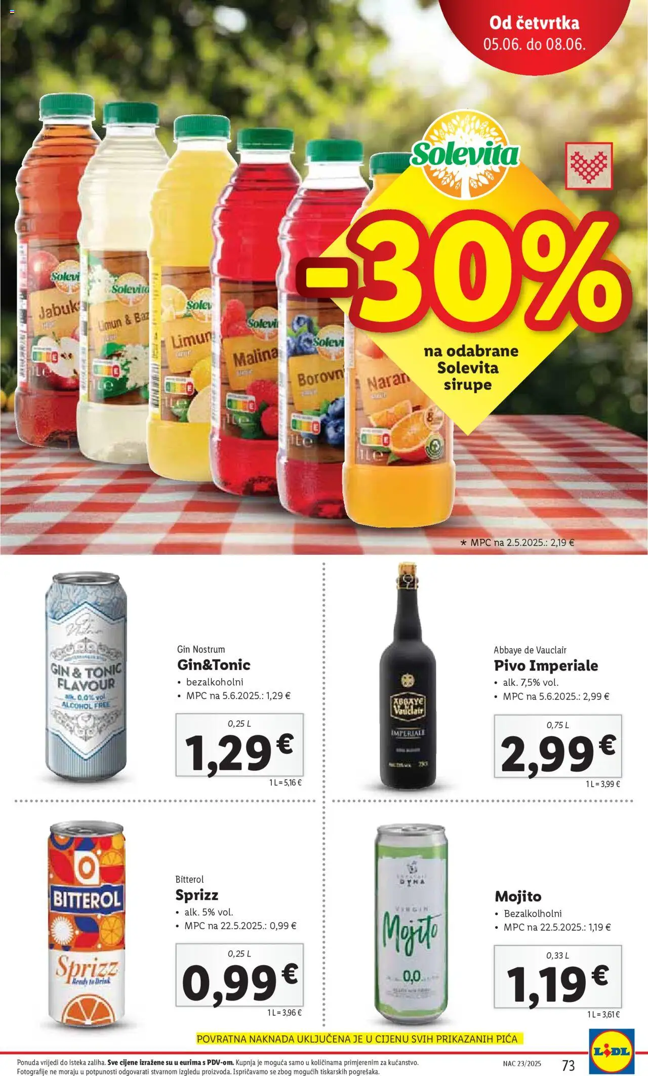 Lidl katalog | vrijedi od 02.06.2025 | Stranica: 73 | Proizvodi: Pica, Pivo, Tonic, Limun