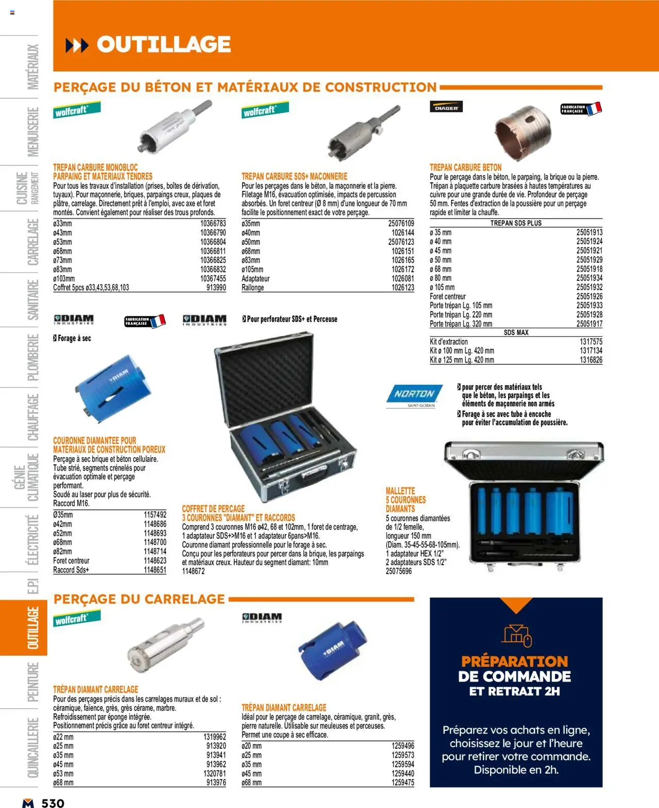  | Page: 530 | Produits: Perceuse, Adaptateur, Eponge, Porte