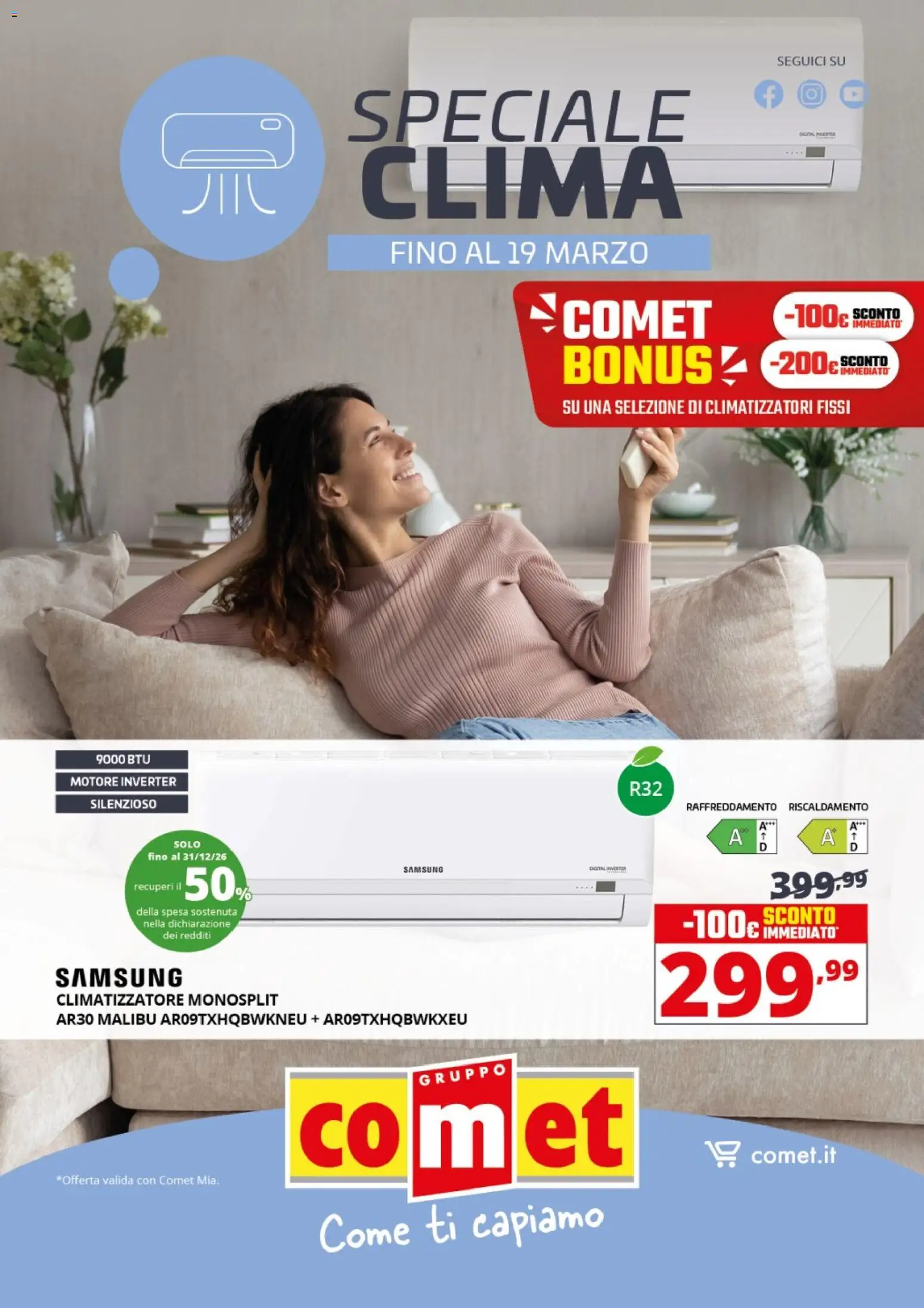 Volantino Comet del 12.03.2026 | Pagina: 1 | Prodotti: Climatizzatore, Samsung