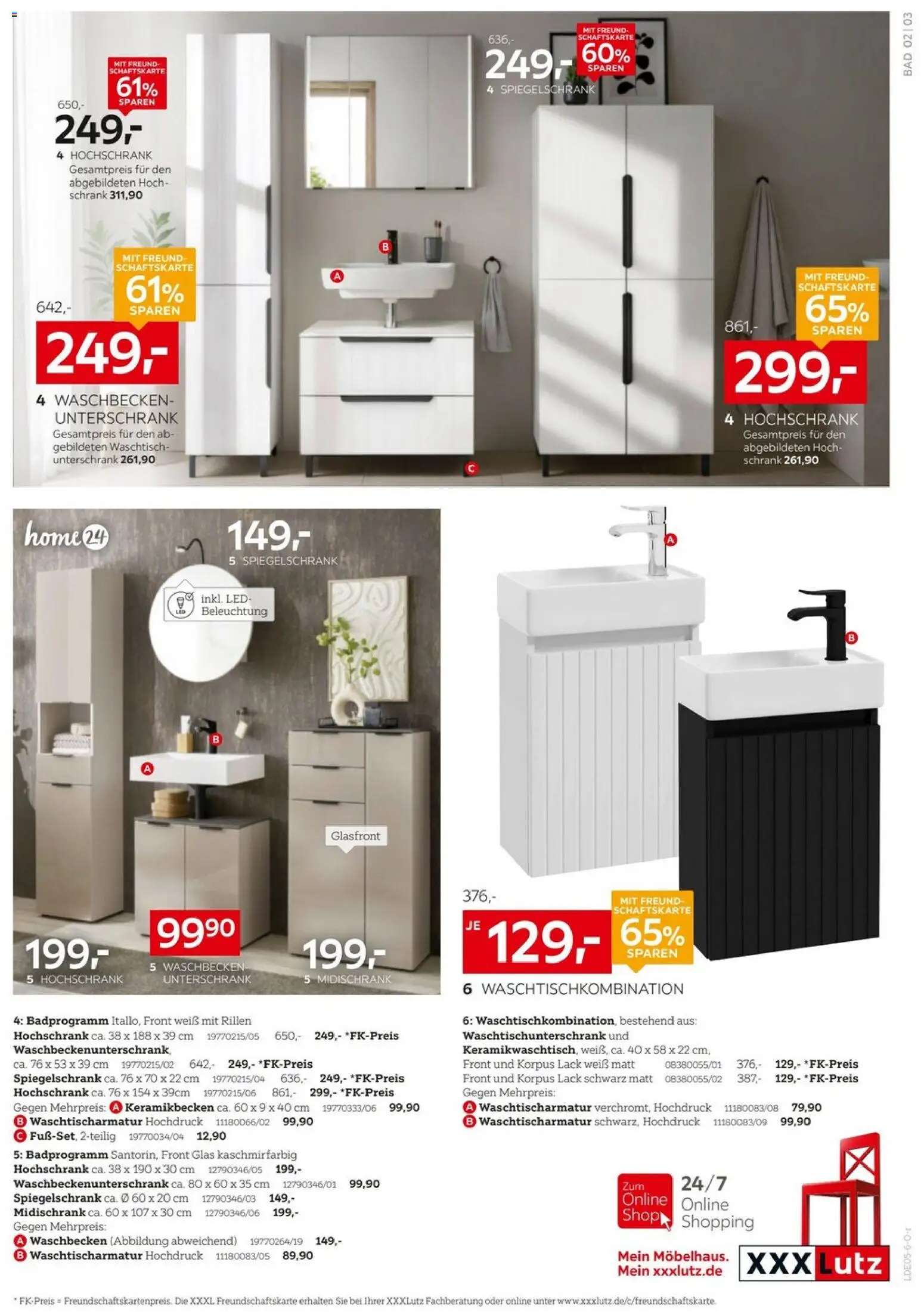 XXXLutz Badzimmertesterinnen und -tester gesucht – gültig ab 25.04.2026 | Seite: 3 | Produkte: Waschtisch, Spiegelschrank, Unterschrank, Midischrank