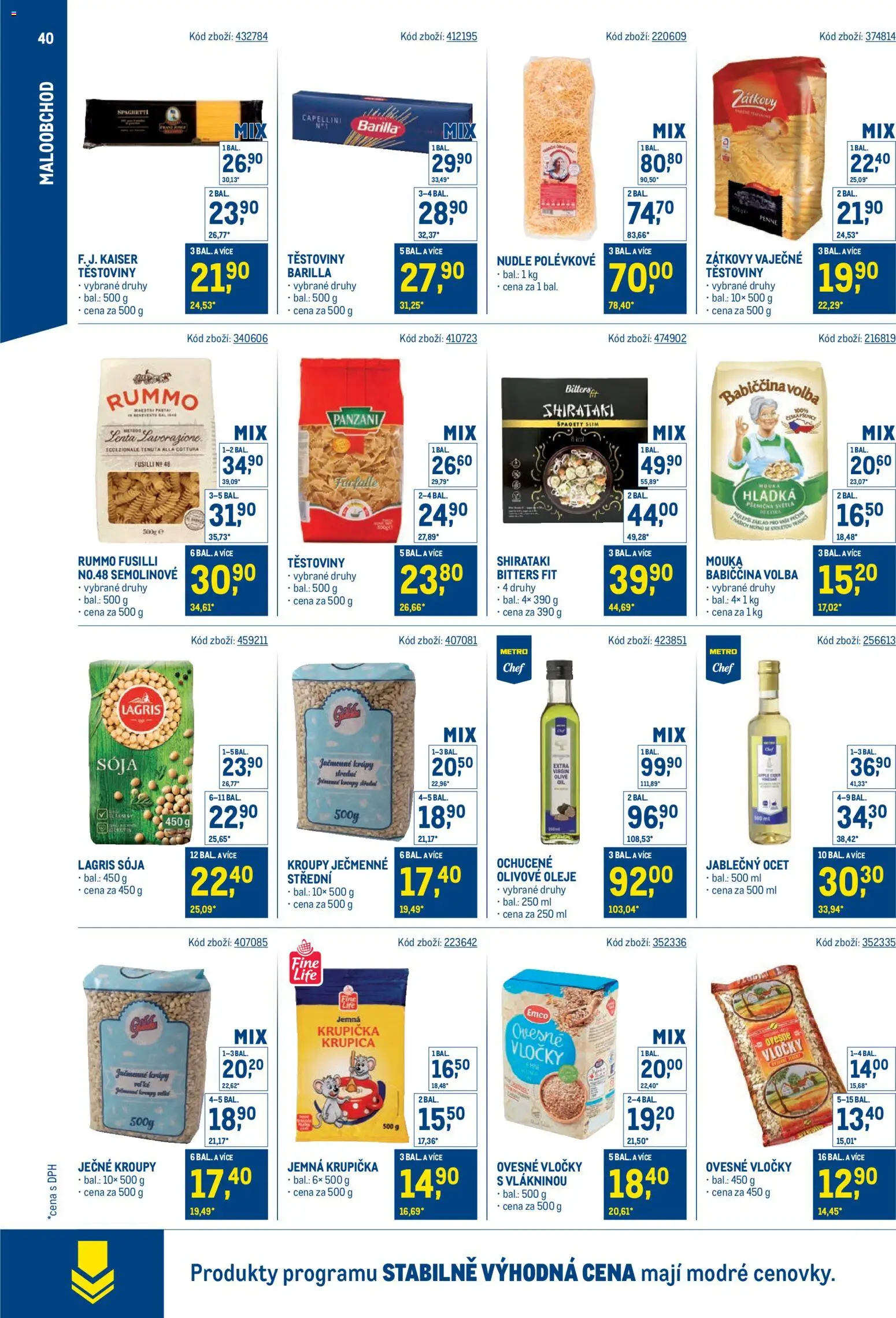 Makro leták - Stabilně výhodná cena - maloobchod od 24.09.2025 | Strana: 40 | Produkty: Oleje, Jablečný ocet, Ovesné vločky, Mouka