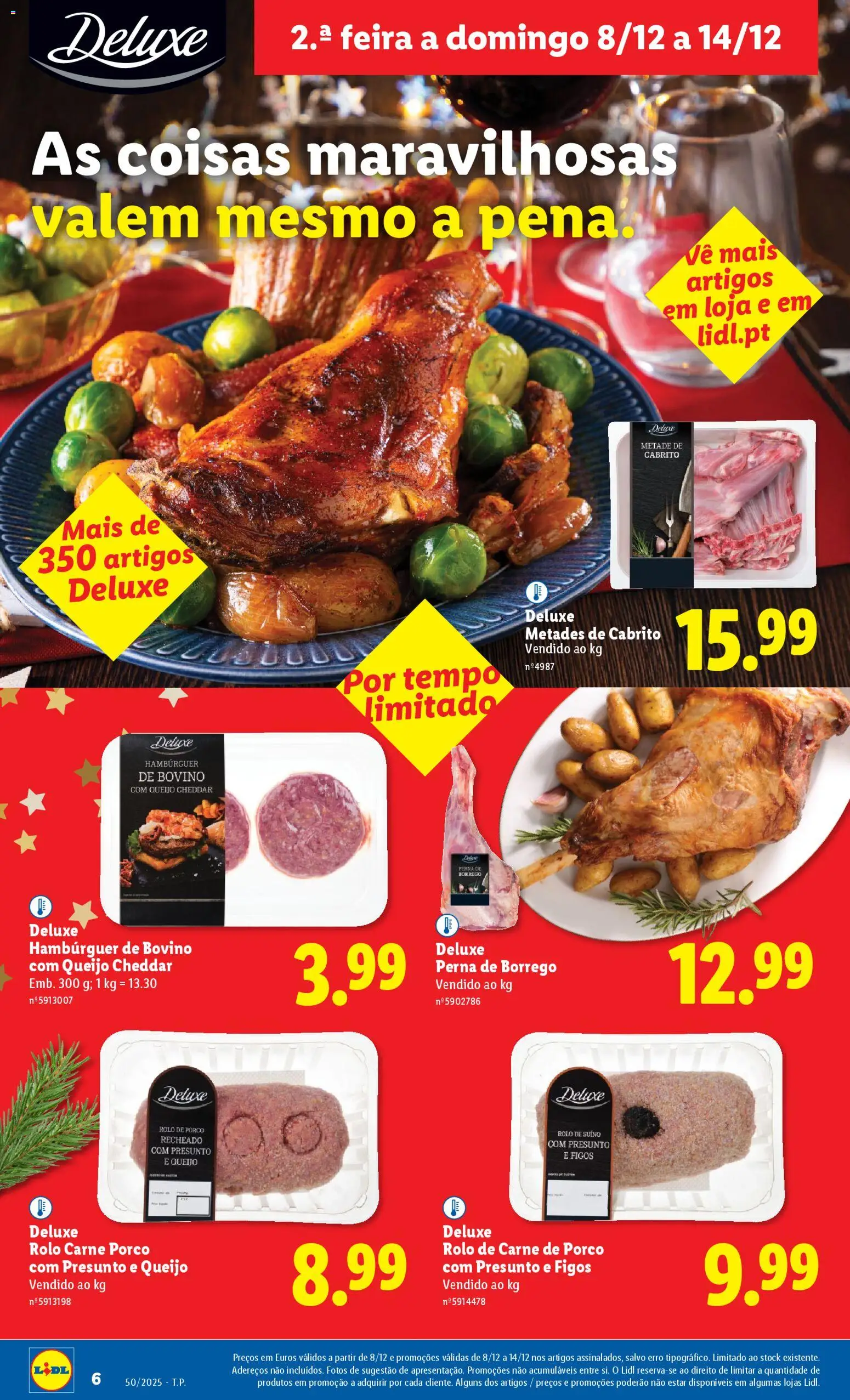 Lidl folheto │ válido de 08.12.2025 | Página: 6 | Produtos: Hambúrguer, Cabrito, Queijo, Cheddar