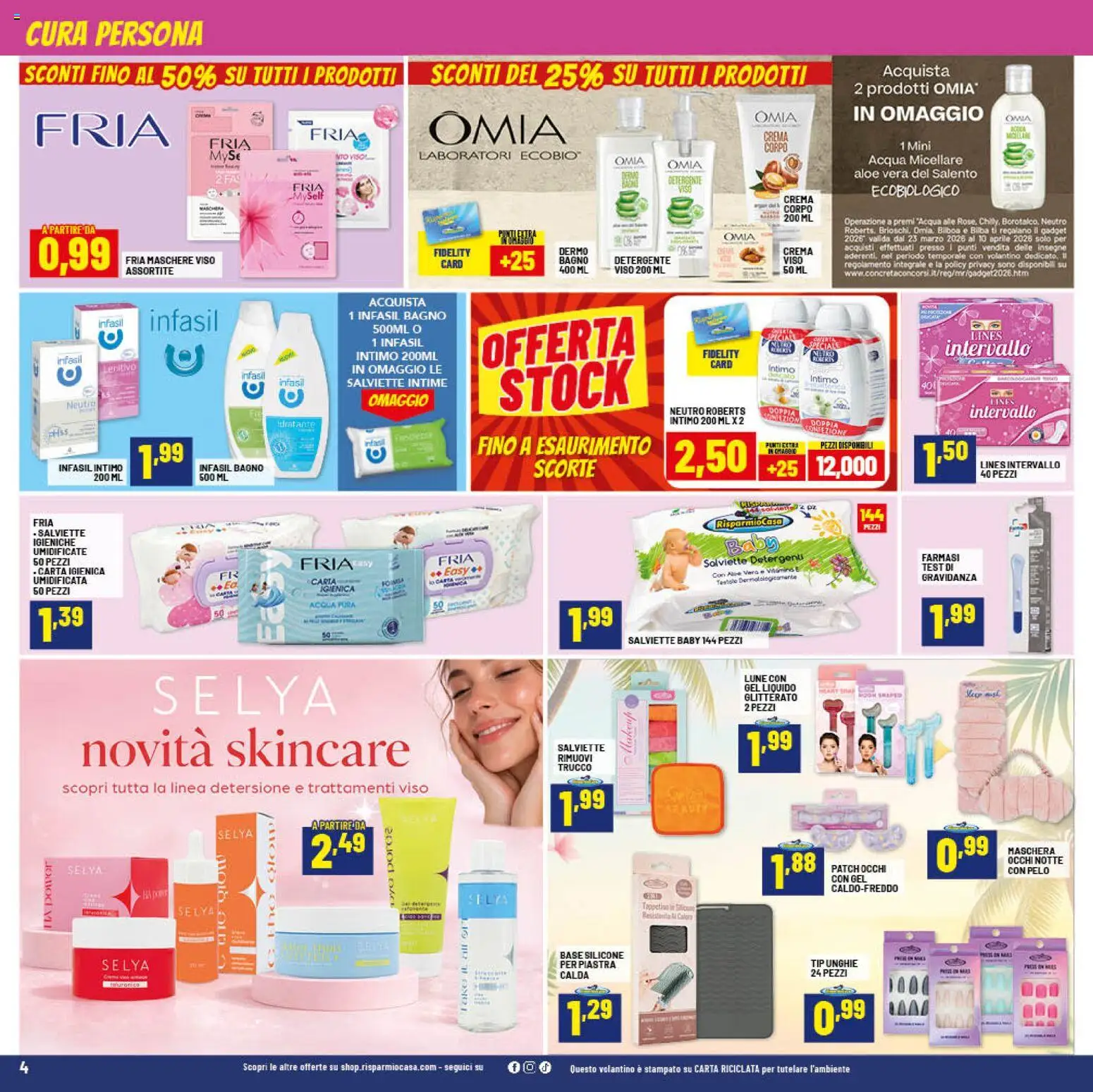 Volantino RisparmioCasa del 26.03.2026 | Pagina: 4 | Prodotti: Maschera, Silicone, Aloe vera, Bagno
