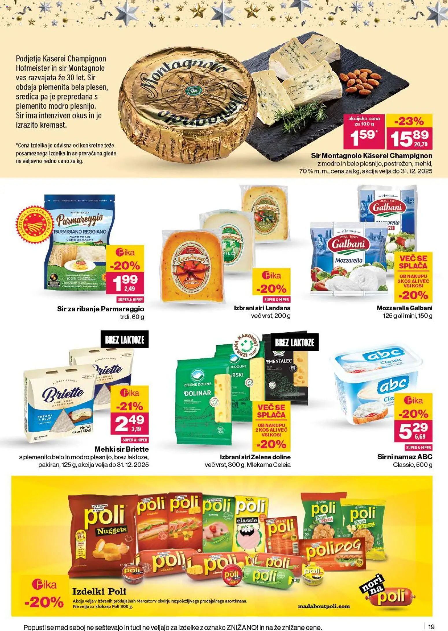 Novi Mercator katalog ponudbe – veljaven od 27.11.2025 | Stran: 19 | Izdelki: Sirni namaz, Ementalec, Kos, Sir