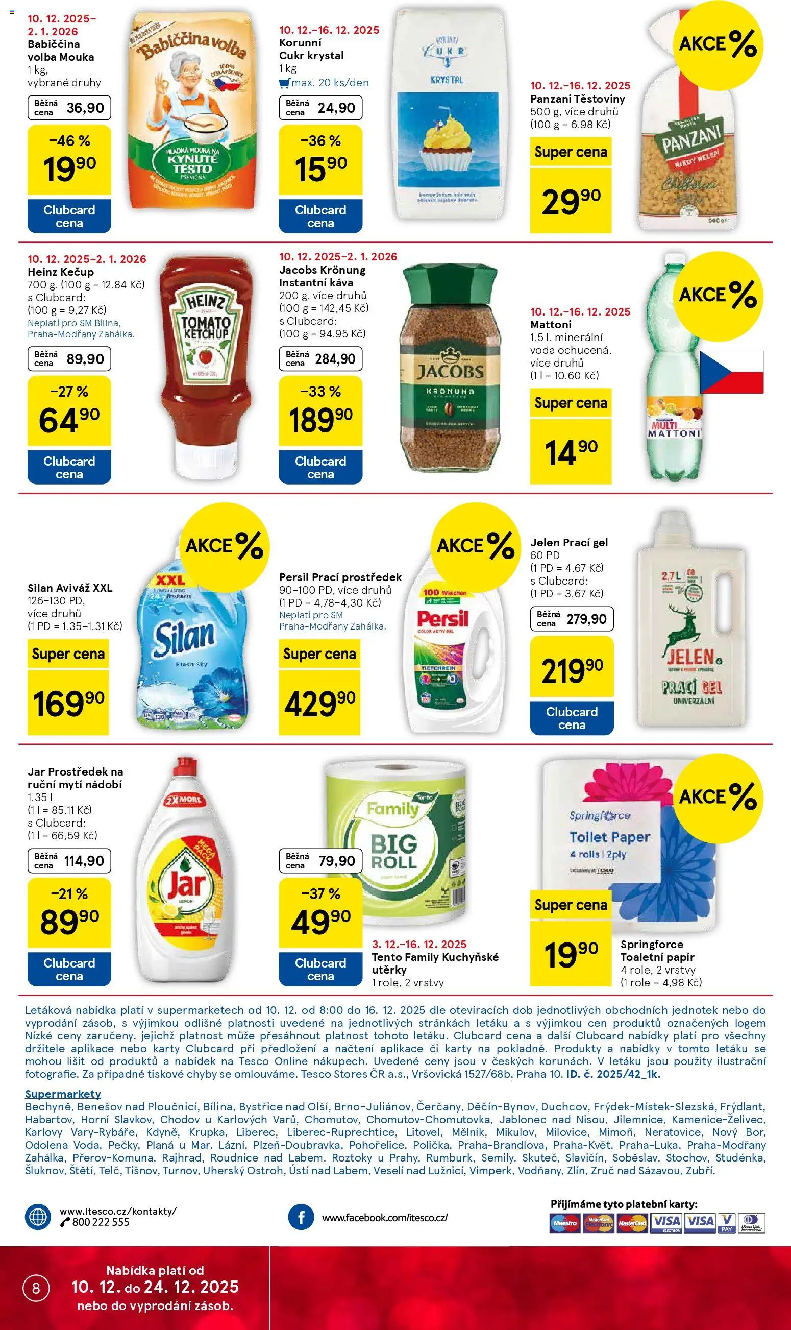 Tesco leták - Supermarket od 10.12.2025 | Strana: 8 | Produkty: Káva, Utěrky, Toaletní papír, Jacobs Kronung