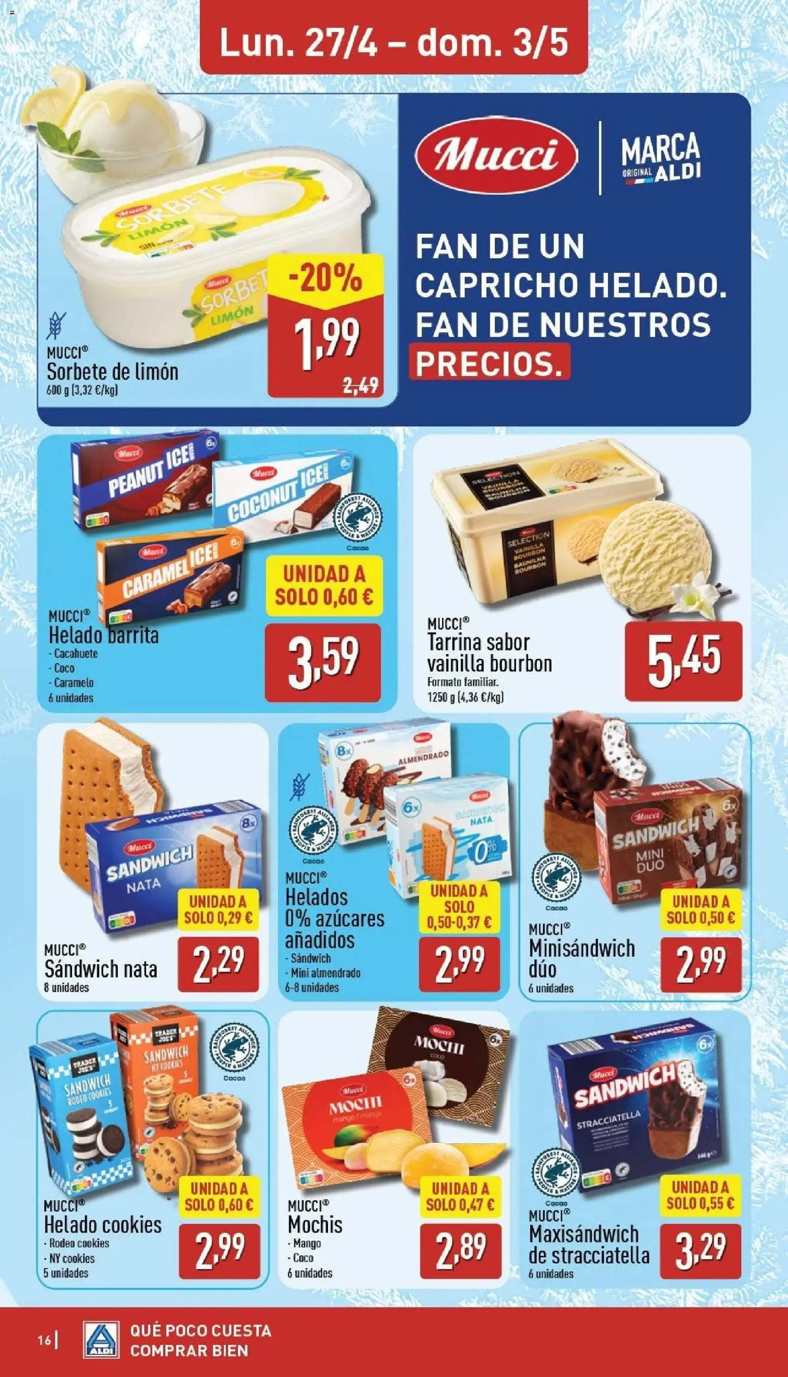 Aldi folleto Canarias │ válido desde el 27.04.2026 | Página: 16 | Productos: Τυρόπιτα, Helado, Ρούτερ, Φρυγανιές σικάλεως