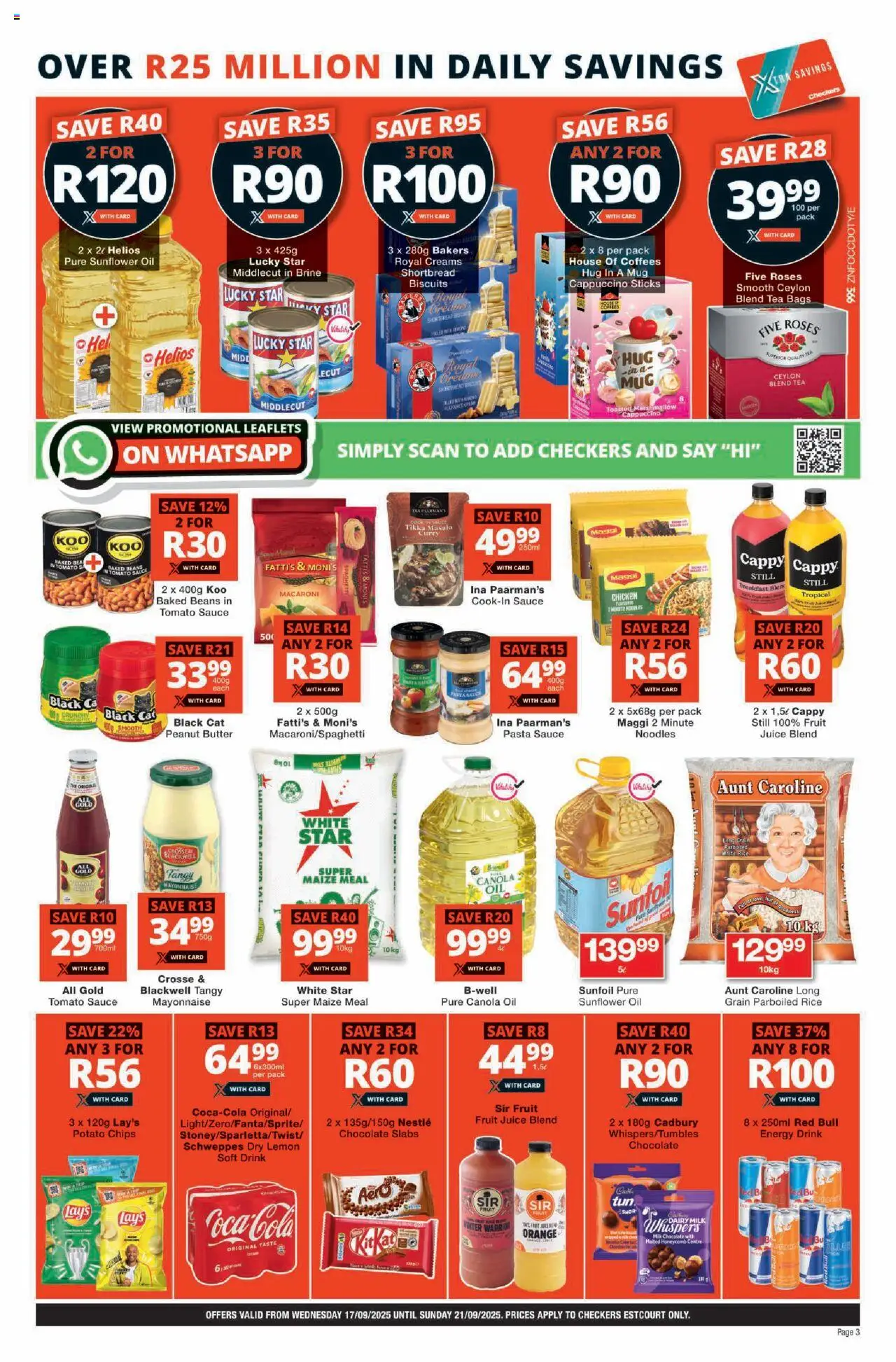 New Checkers catalogue – valid from 17.09.2025 | Page: 3 | Products: Oil, Peanut butter, Mayonnaise, Lemon