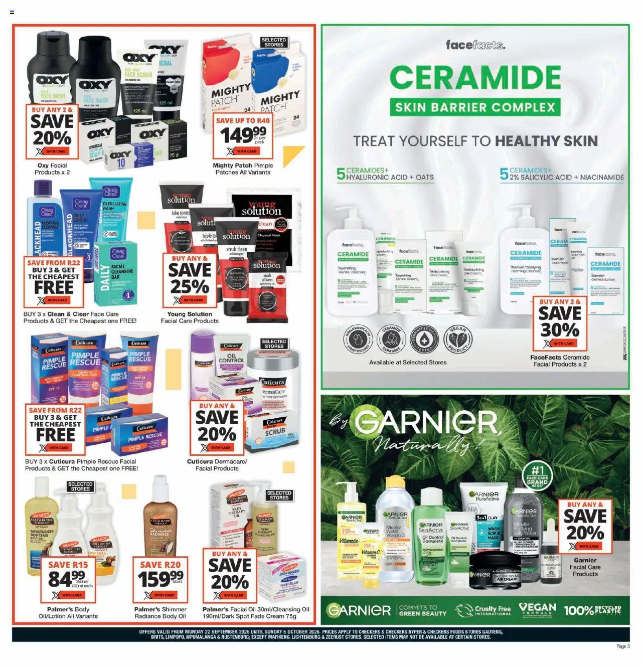 New Checkers catalogue – valid from 22.09.2025 | Page: 3 | Products: Oil, Cream, Soap, Lotion
