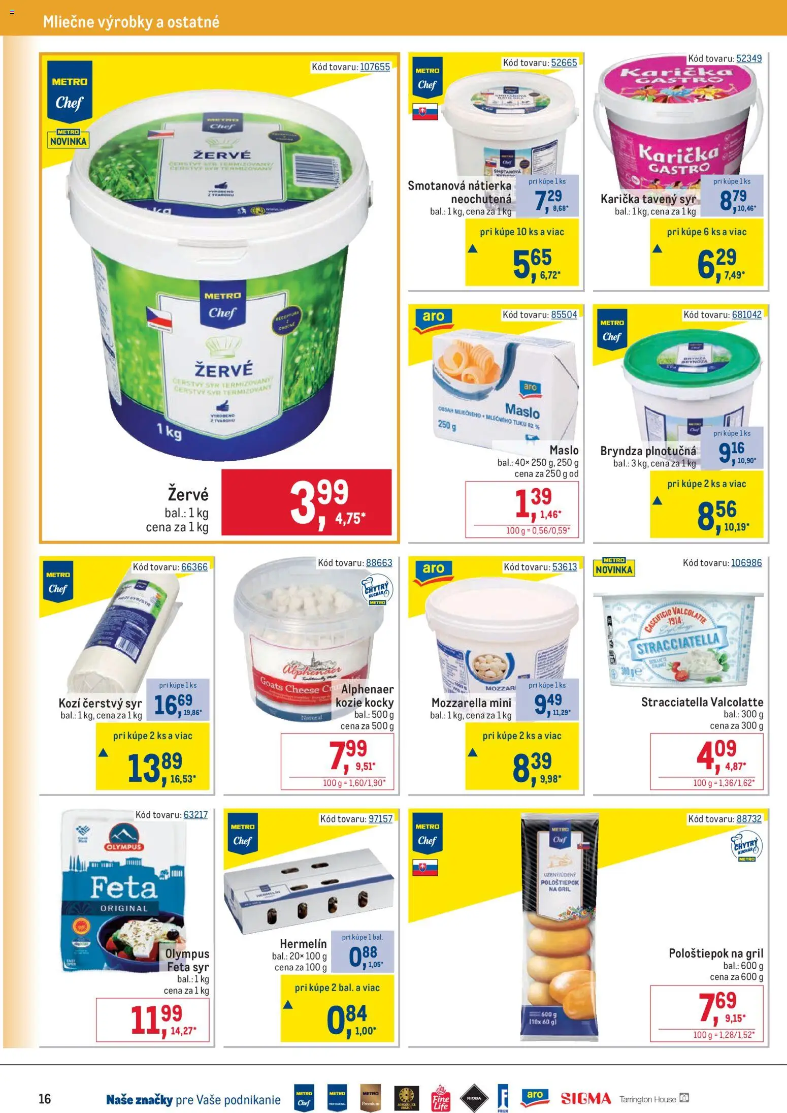 Nové Metro akcie – leták je platný od 22.04.2026 | Strana: 16 | Produkty: Gril, Maslo, Feta, Bryndza