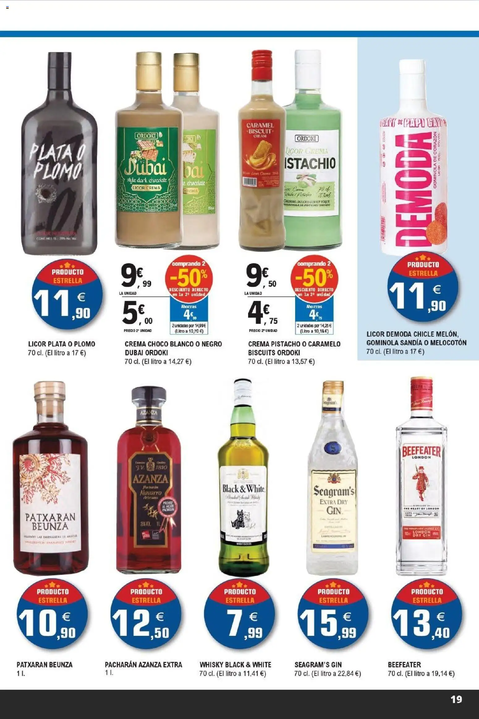 E.Leclerc Productos Estrella │ válido desde el 15.04.2026 | Página: 19 | Productos: Licor, Crema, Whisky, Sandía