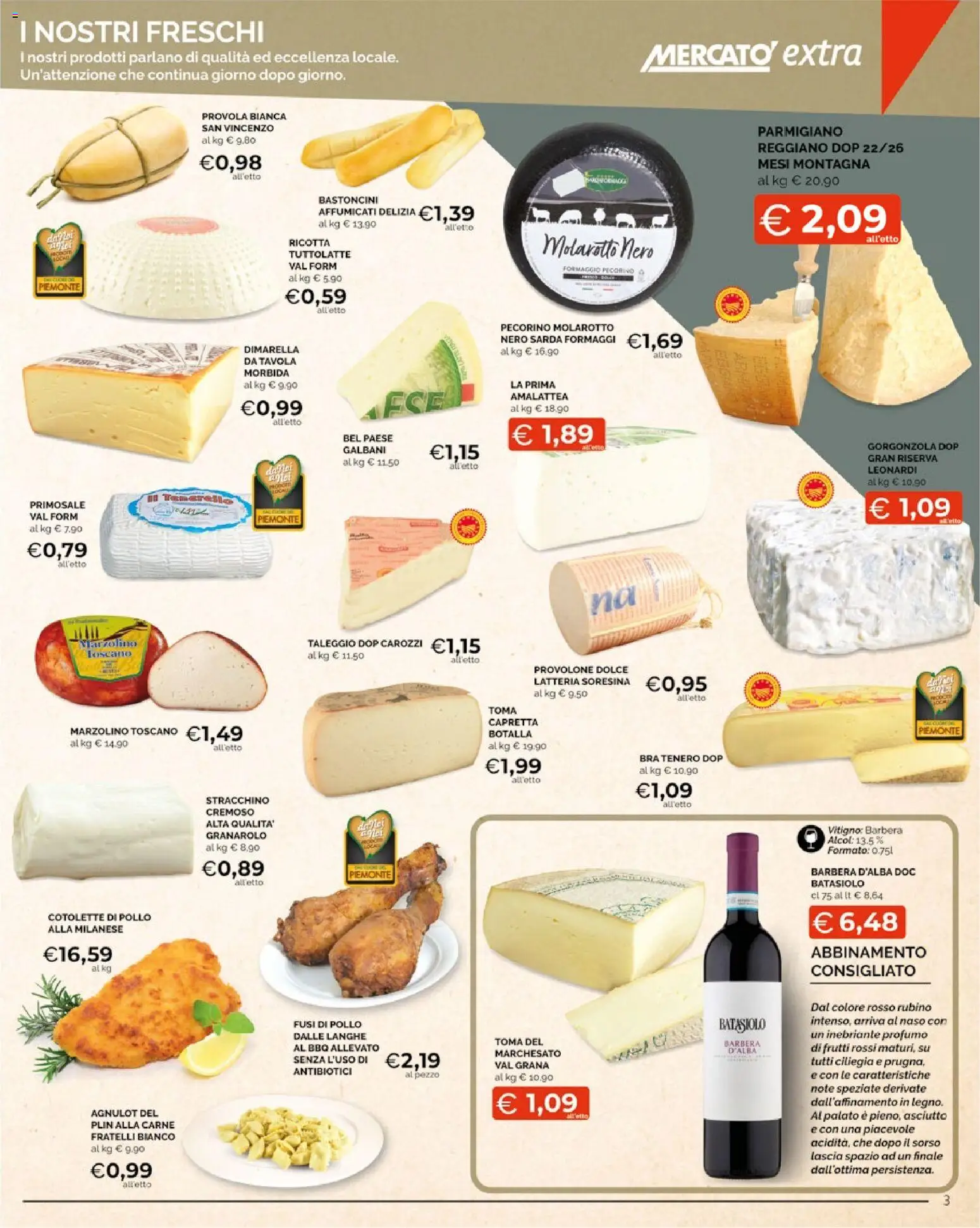 Volantino Mercatò del 09.03.2026 | Pagina: 3 | Prodotti: Pollo, Stracchino, Ricotta, Pecorino