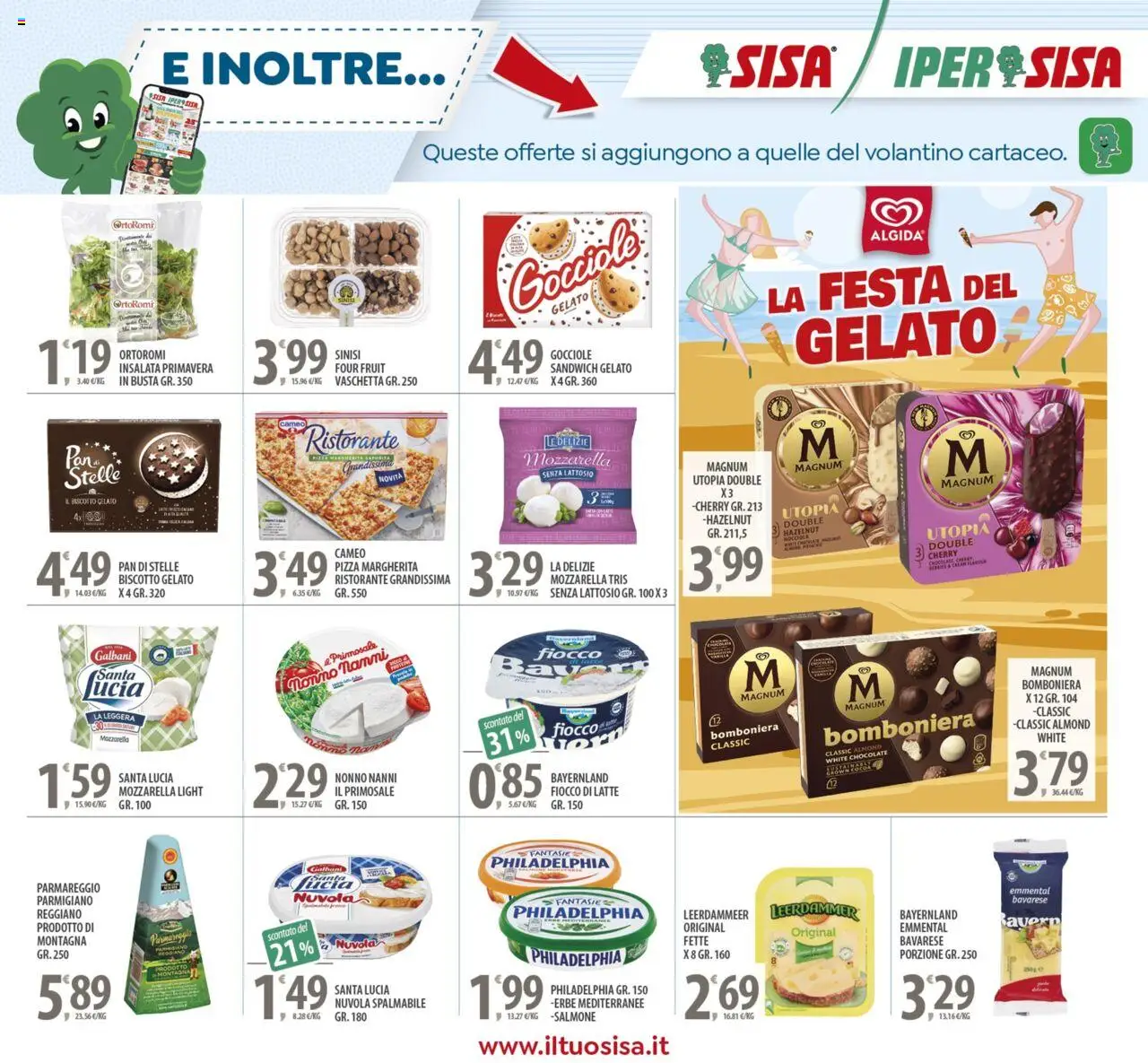 Volantino SISA del 21.08.2025 | Pagina: 19 | Prodotti: Pizza, Gelato, Insalata, Mozzarella
