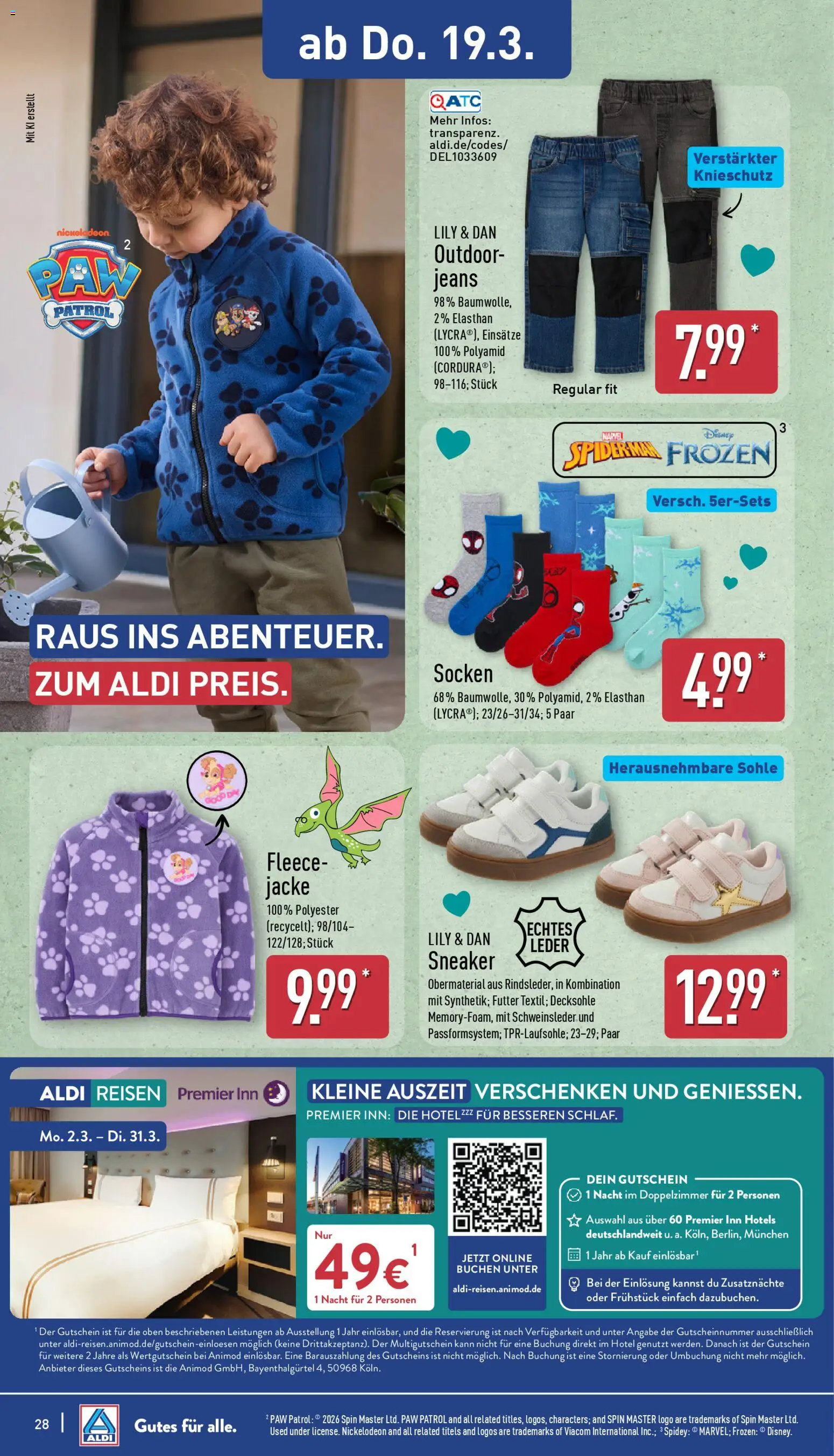 Aldi Prospekt 	 – gültig ab 16.03.2026 | Seite: 28 | Produkte: Jacke, Socken, Jeans
