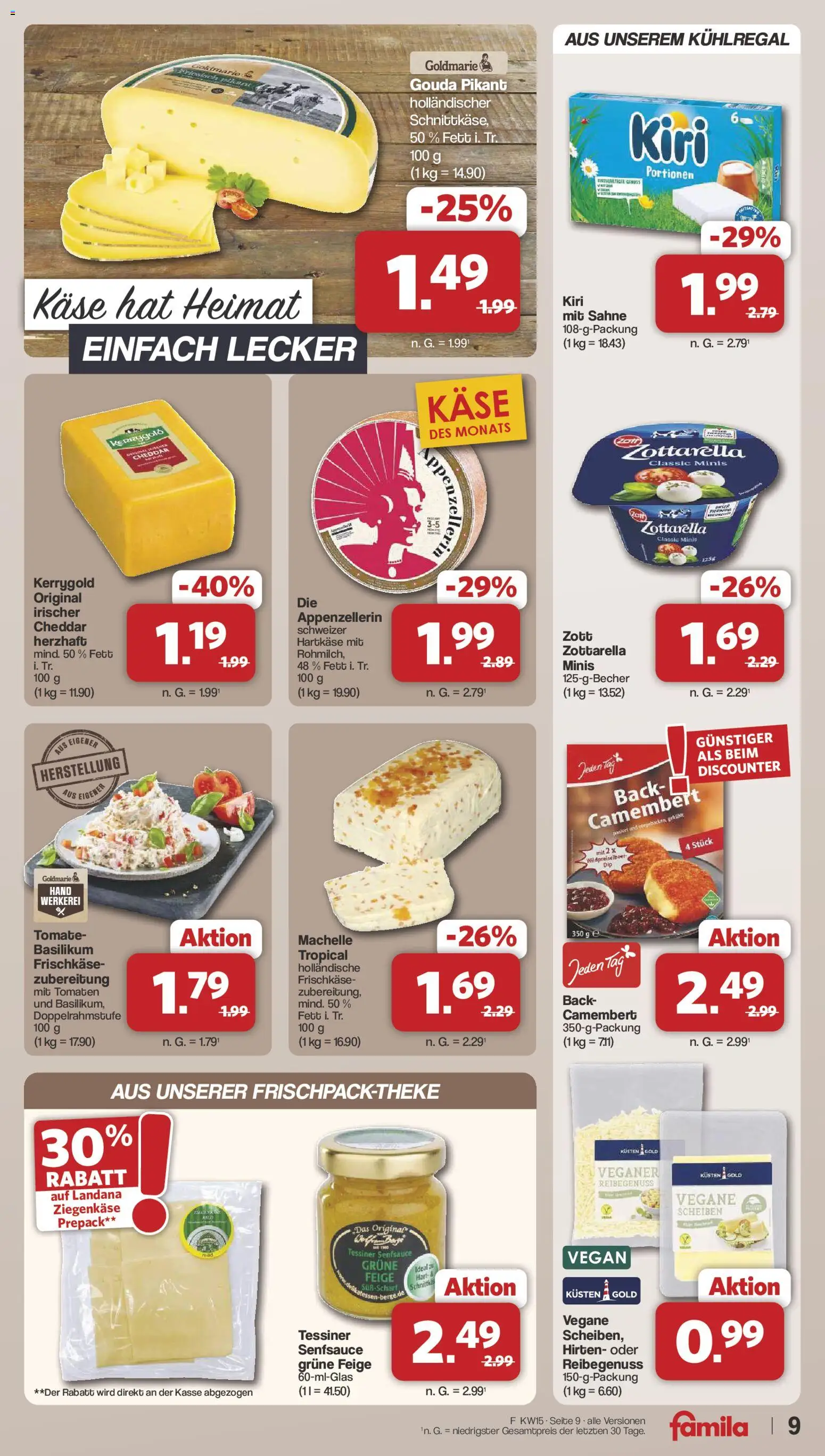 Famila Nordwest Prospekt 	 – gültig ab 07.04.2026 | Seite: 9 | Produkte: Gouda, Ziegenkäse, Sahne, Frischkase