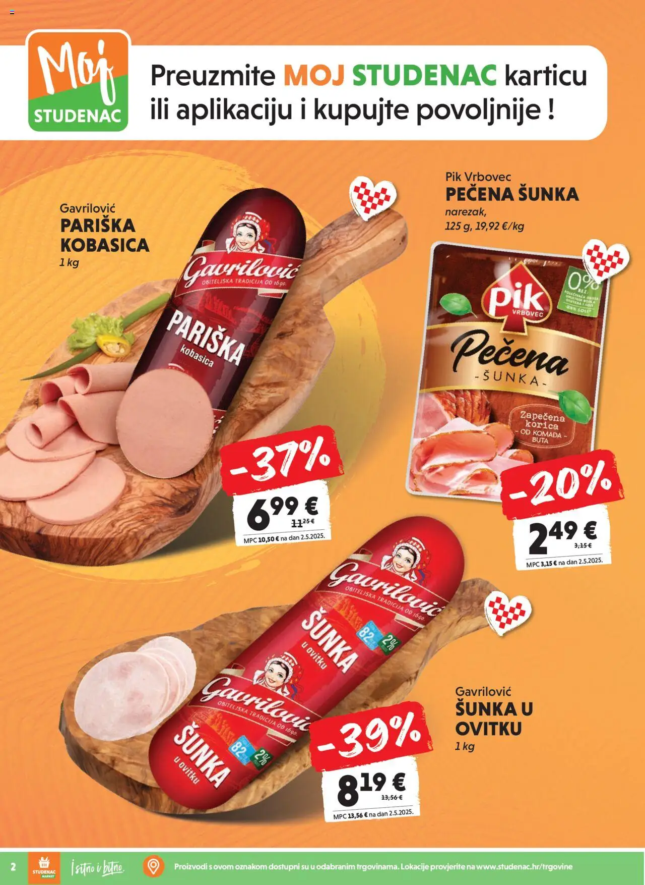 Studenac katalog | vrijedi od 08.10.2025 | Stranica: 2 | Proizvodi: Šunka, Kobasica, Pik Vrbovec