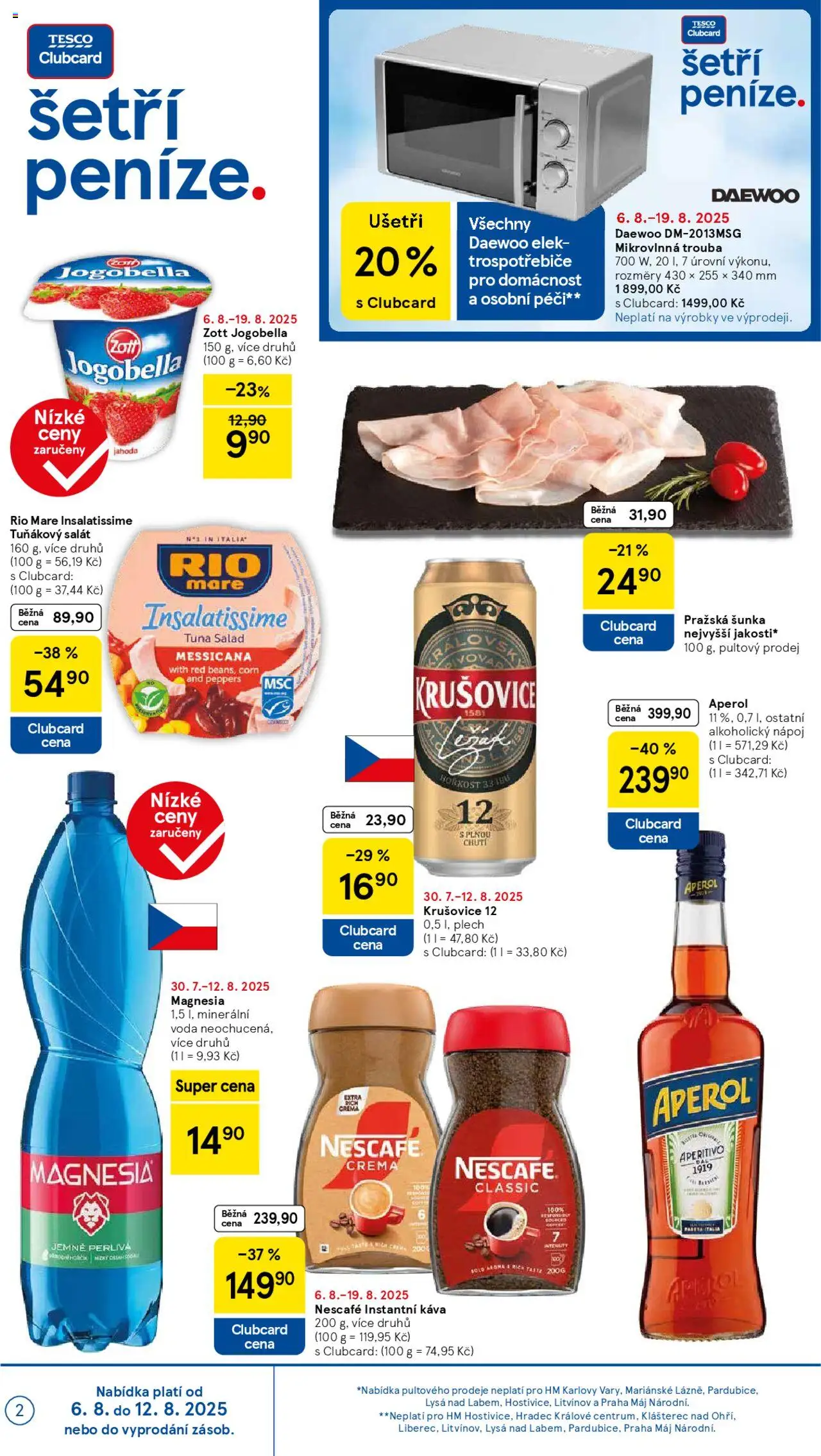 Tesco leták - Hypermarket od 06.08.2025 | Strana: 2 | Produkty: Káva, Instantní káva, Krušovice 12, Tuňákový salát